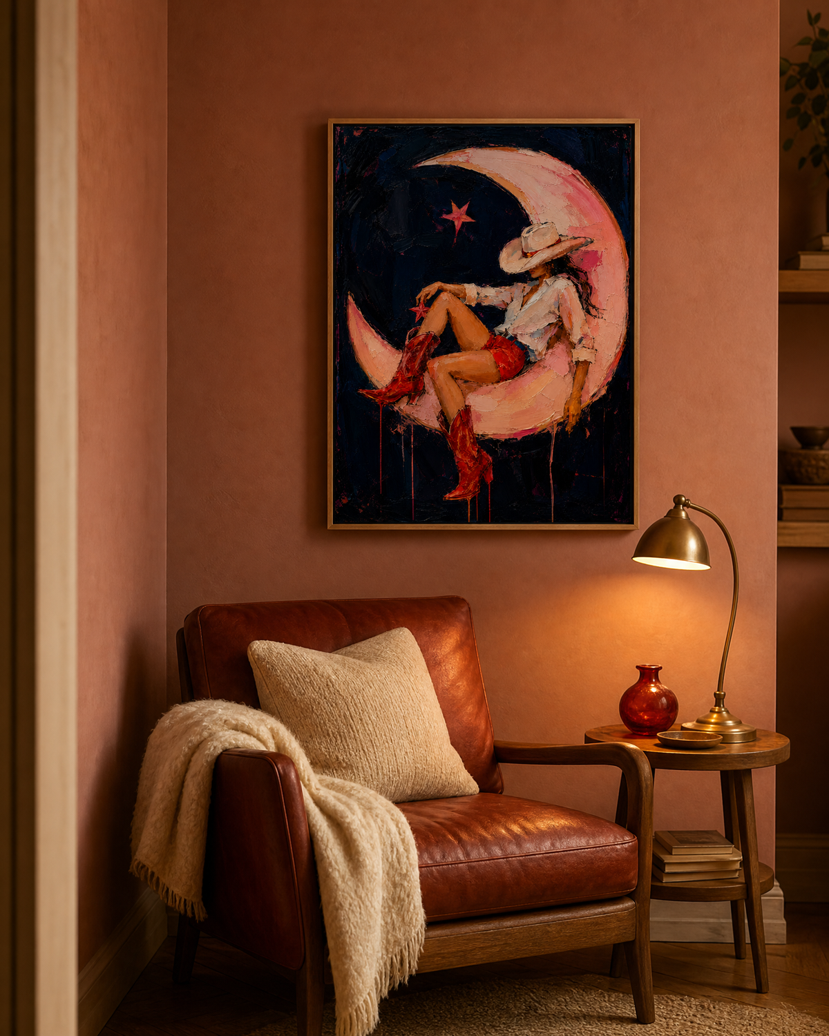 Cowgirl Reclining on a Crescent Moon