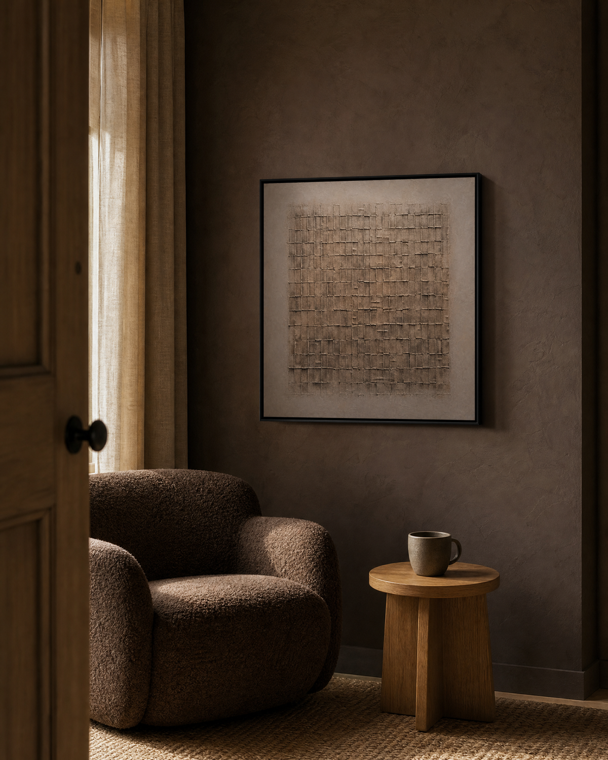 Textured Grid Field in Muted Taupe