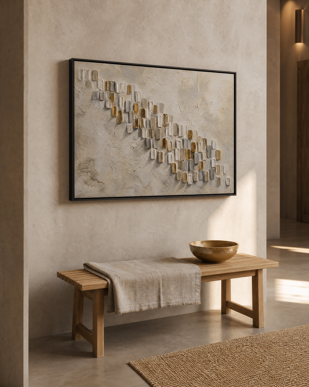 Fragmented Weave in Ochre and Stone