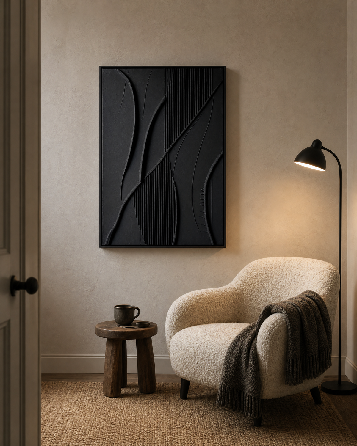 Black Monochrome Relief Lines
