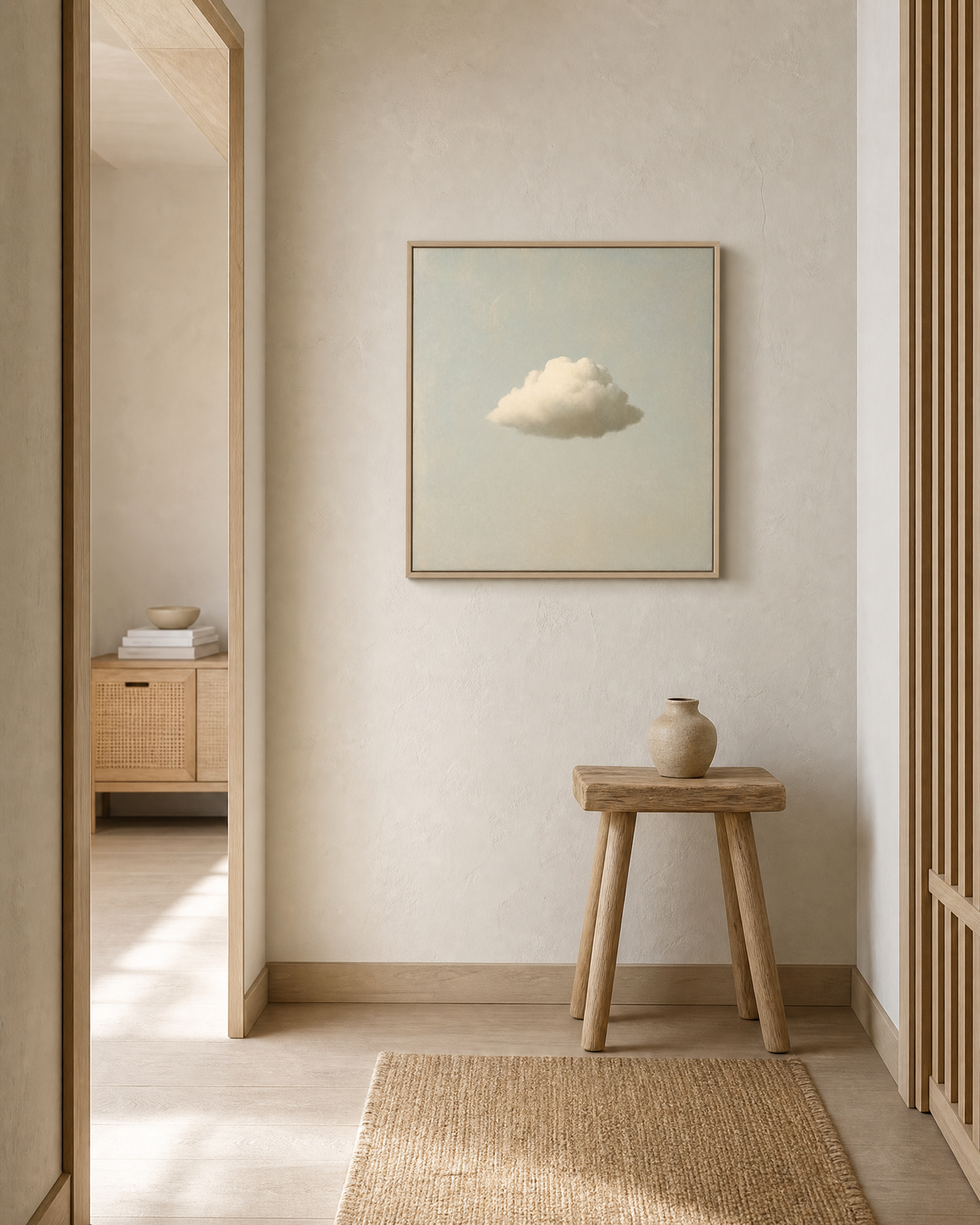 Single Cumulus on Pale Sage Sky