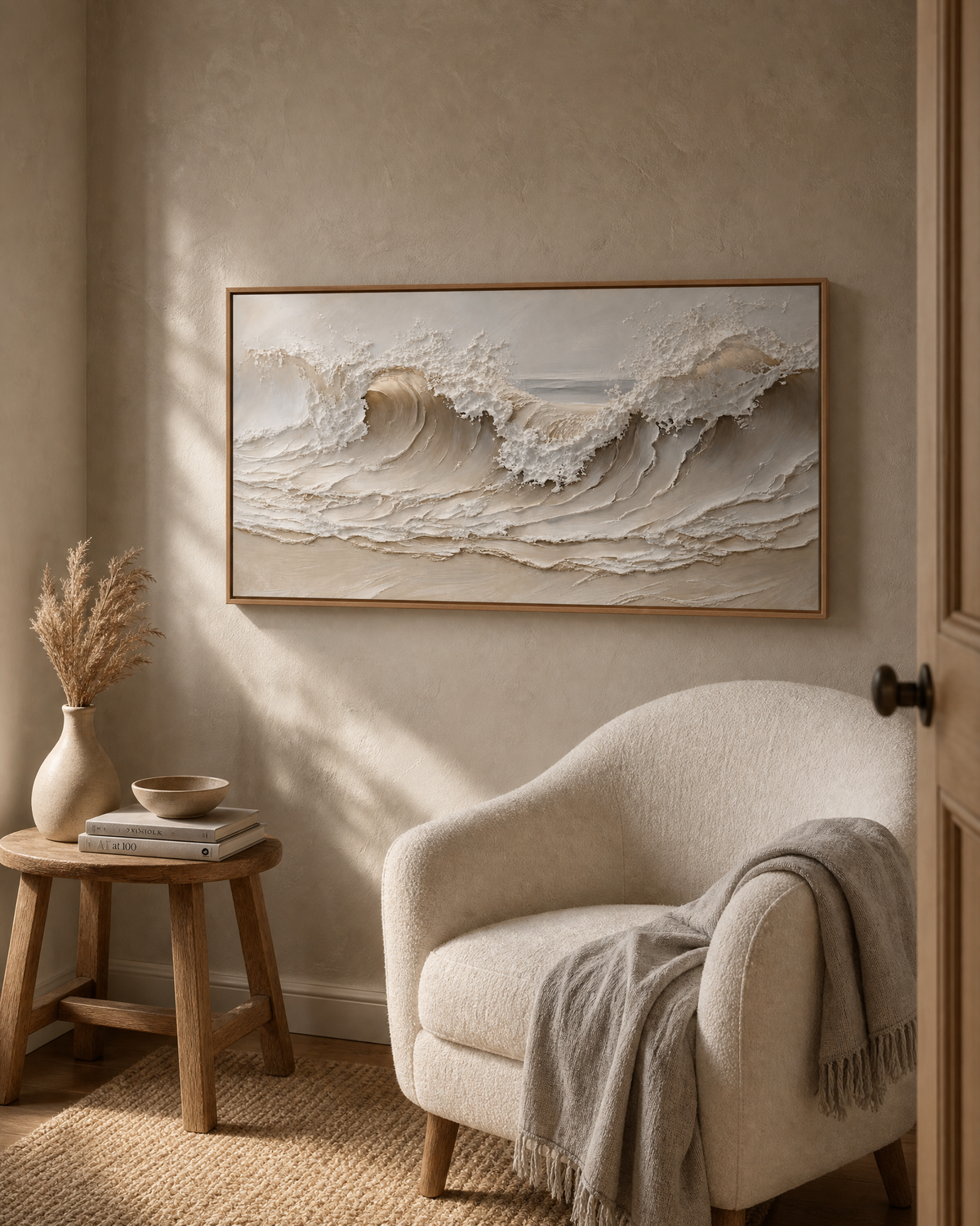 Cresting Waves in Cream and Taupe
