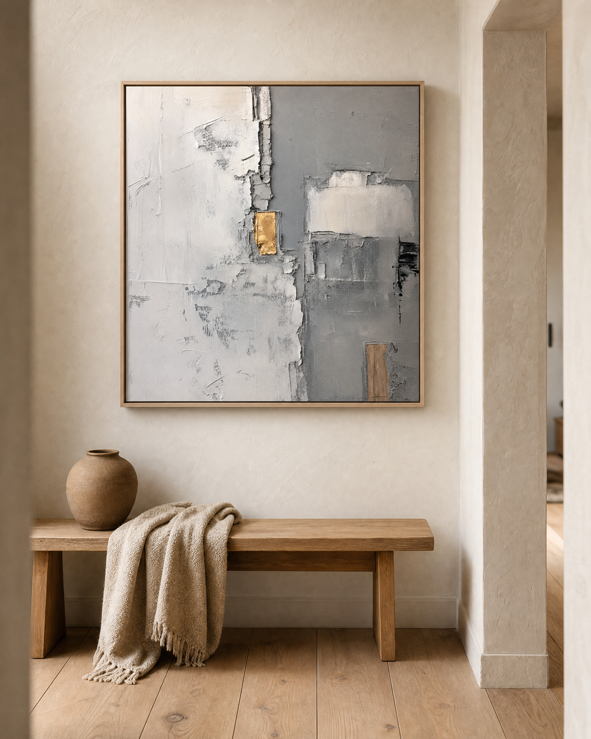 Grey Abstract with Gold Leaf