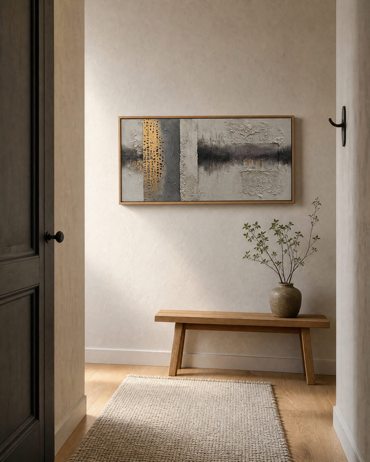 Textured Abstract in Grey, Ochre and Charcoal