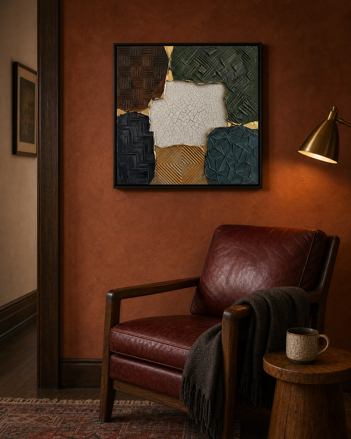Textured Quadrant Patchwork with Crackle Centre