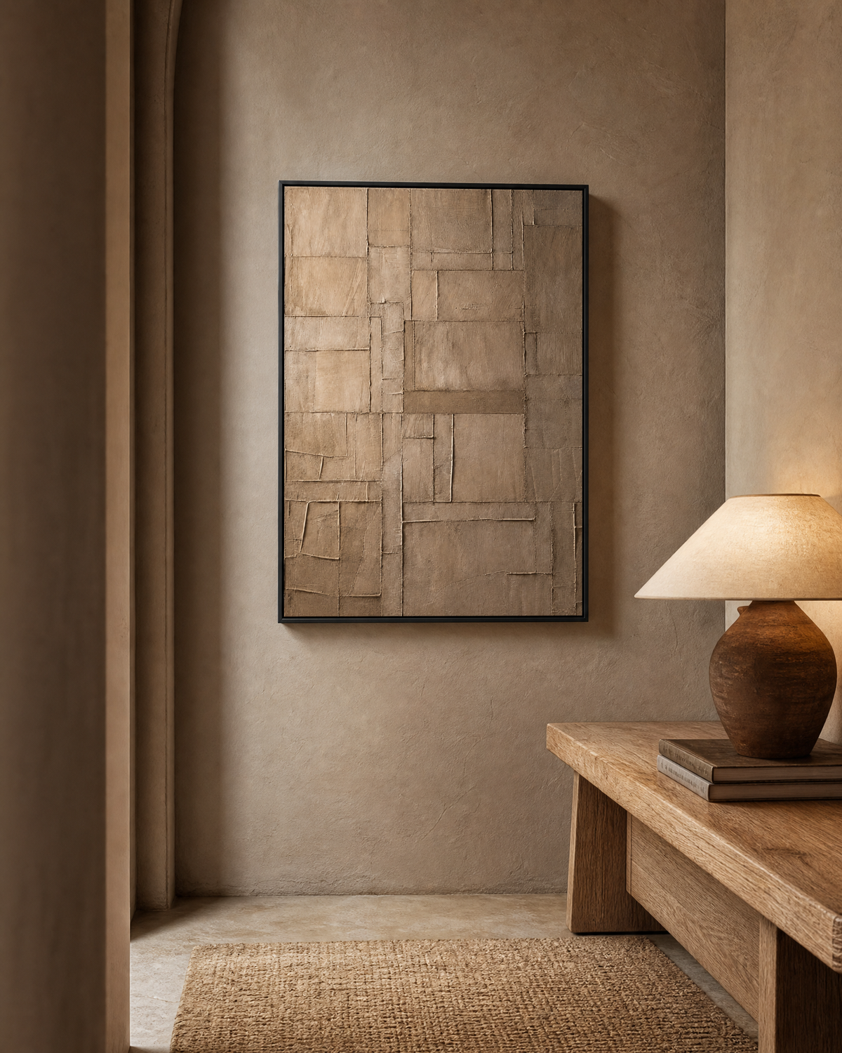 Patchwork Field in Warm Taupe