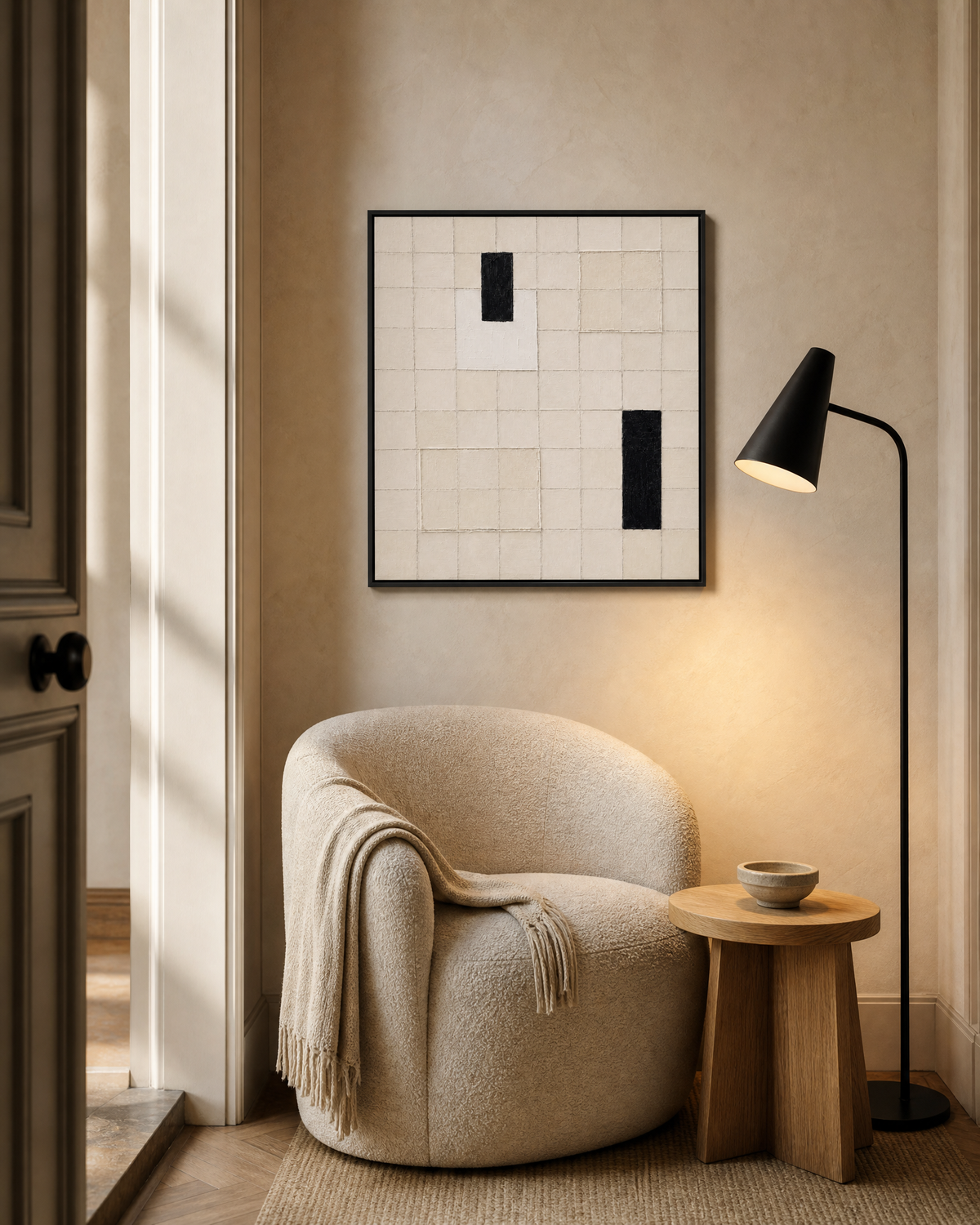 Grid Composition with Two Black Verticals