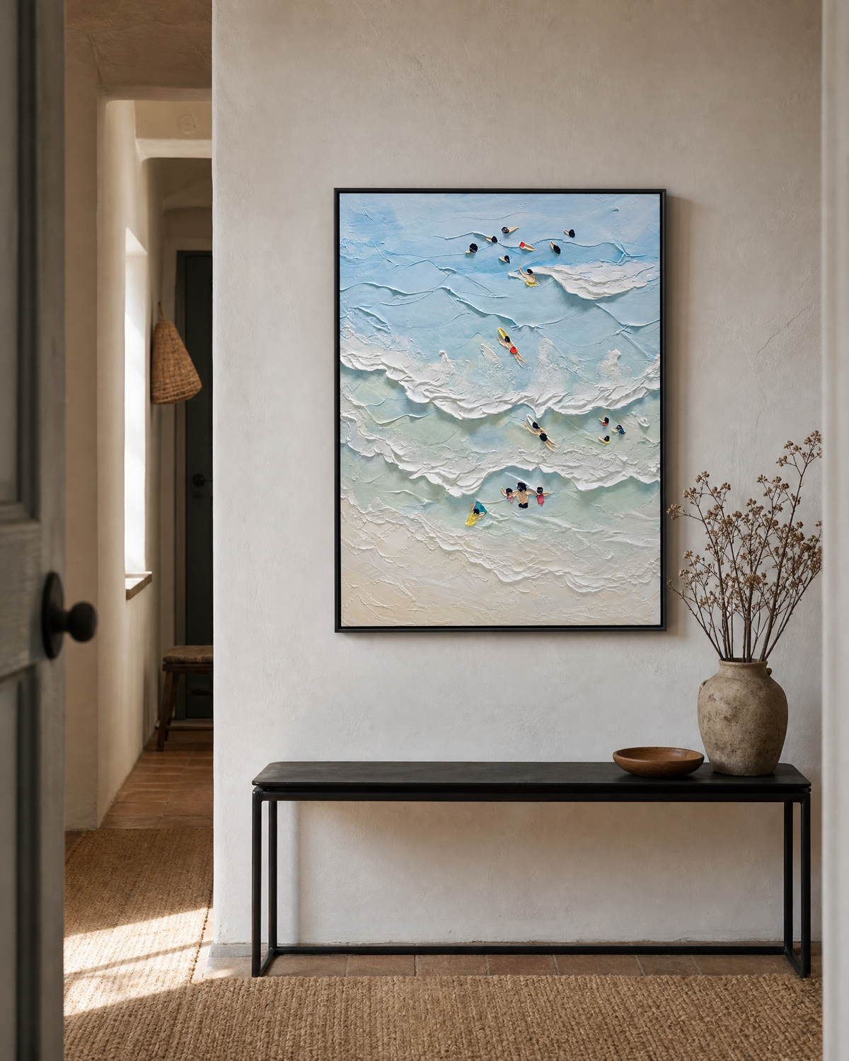 Aerial Bathers in White Surf