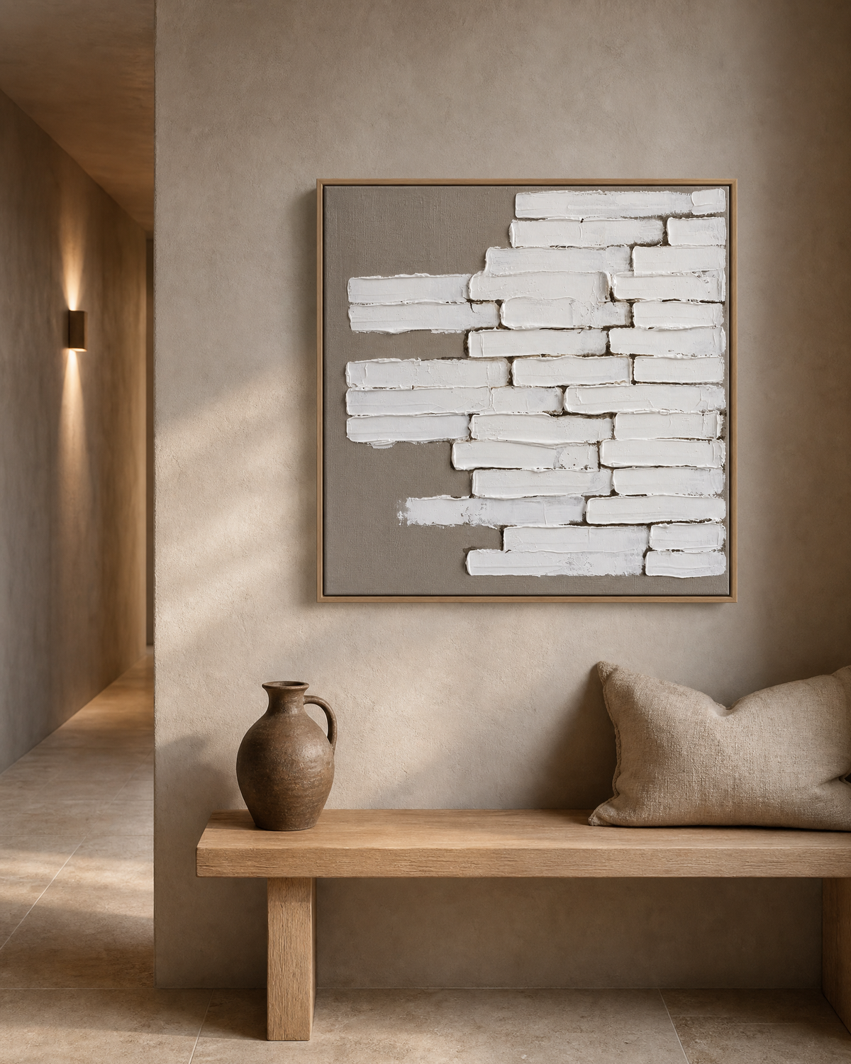 White Impasto Blocks on Greige