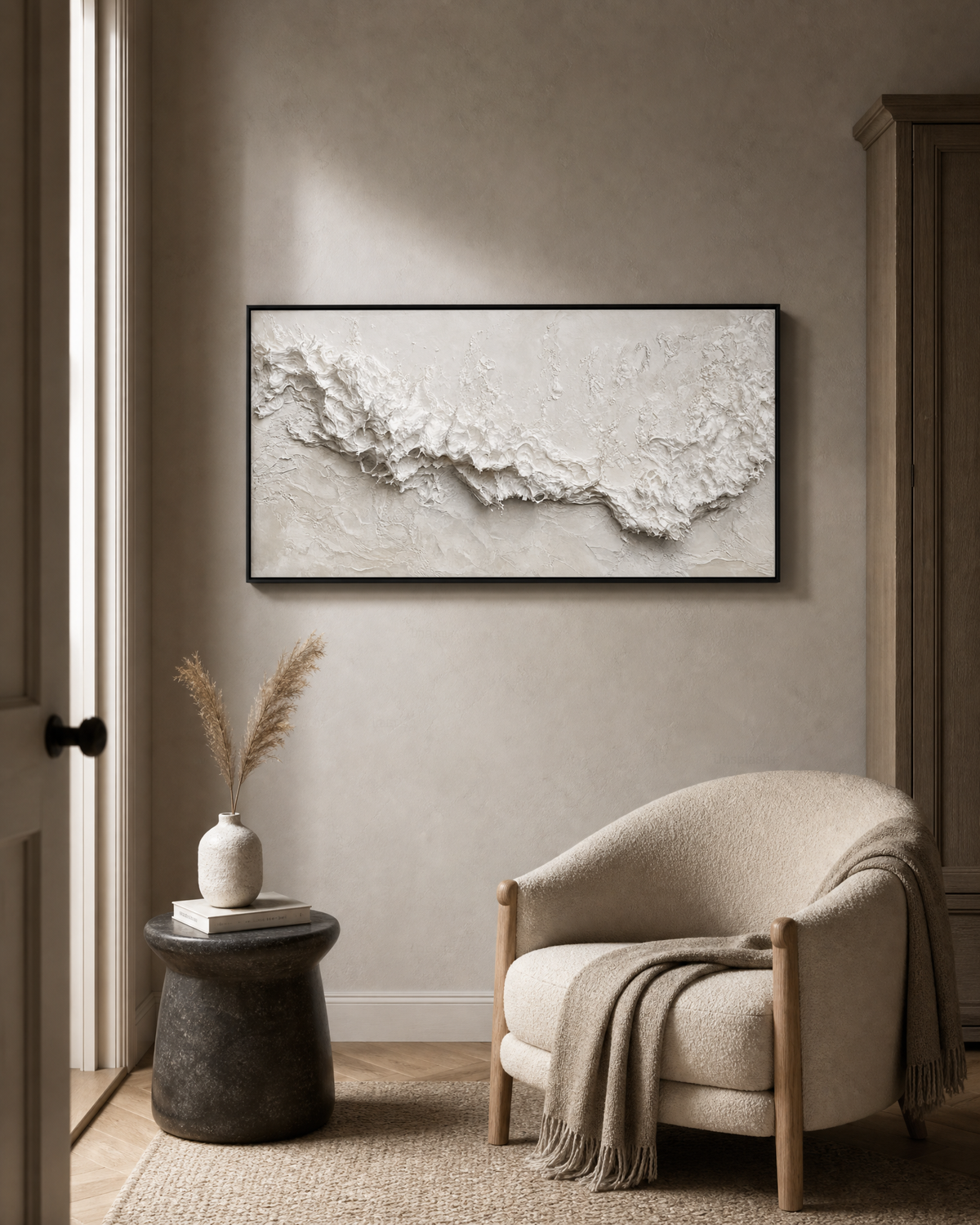 White Textured Wave Abstract