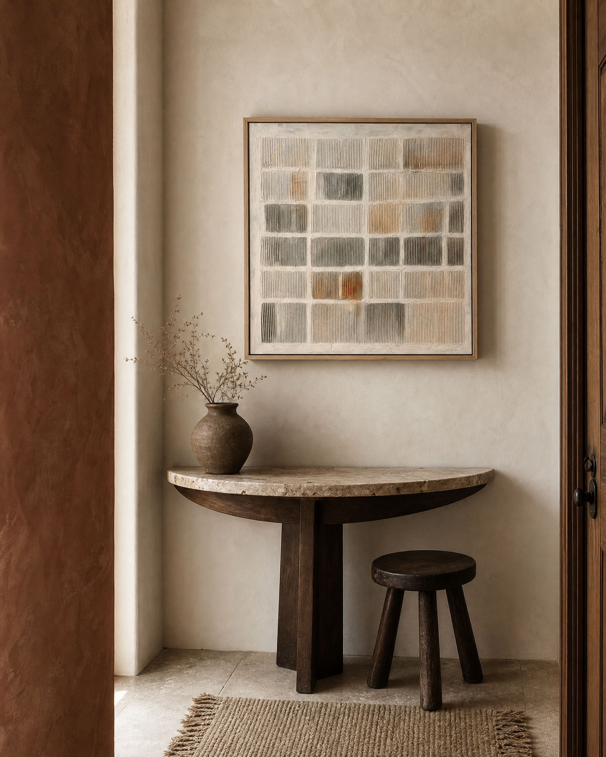 Grid Weave in Plaster and Umber