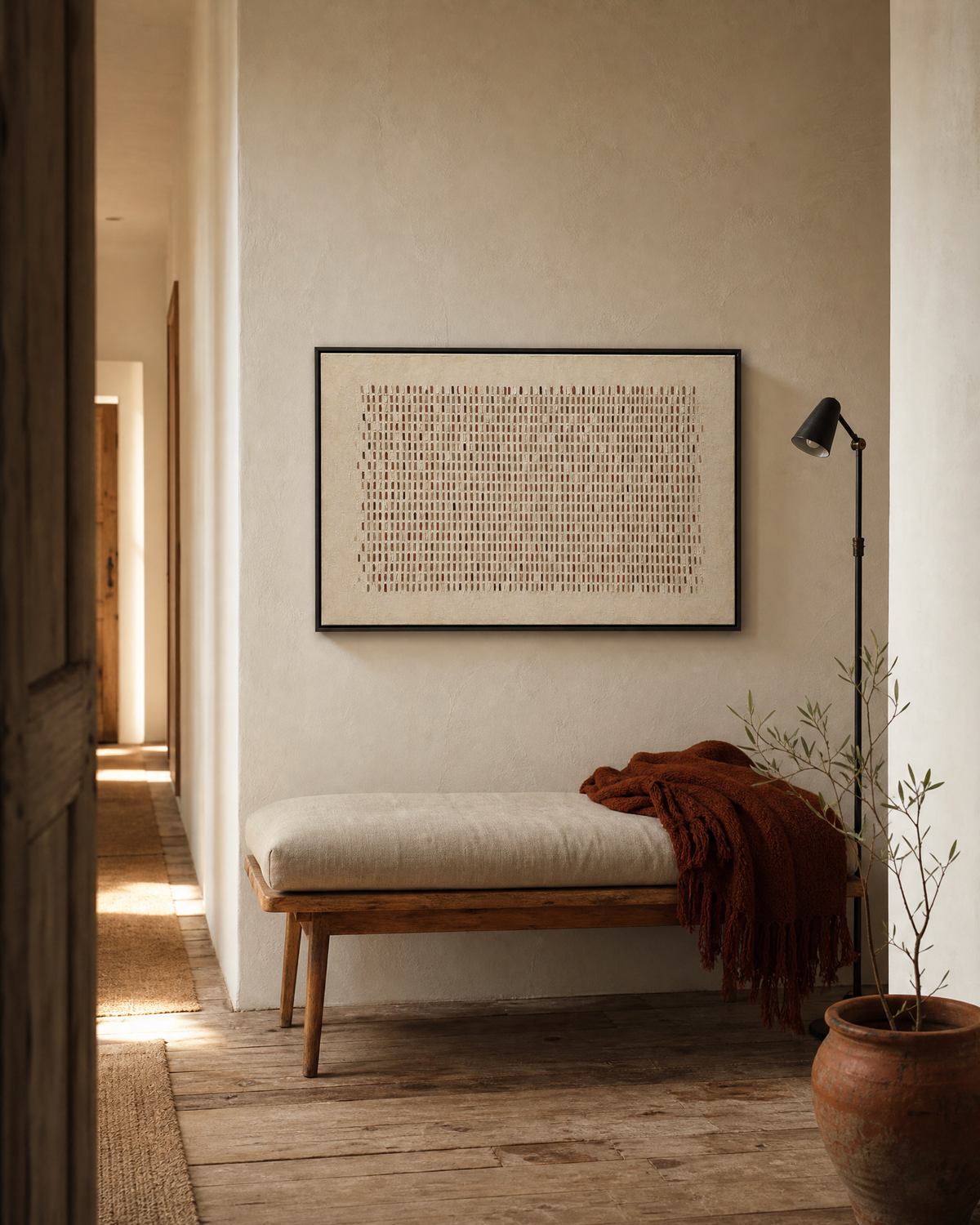 Woven Field in Terracotta and White