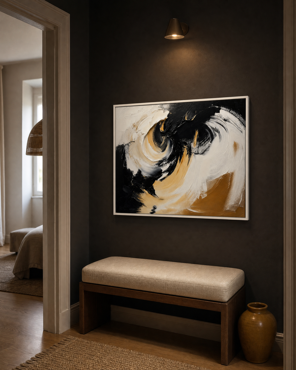 Golden Swirl in Black and Cream