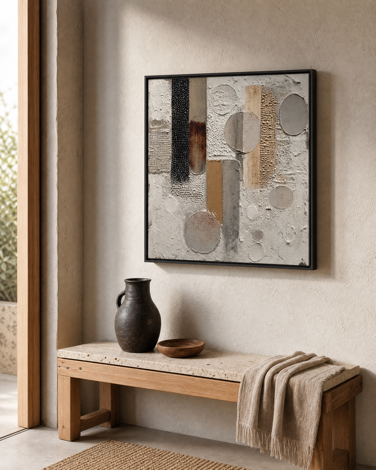 Textured Abstract Columns and Circles