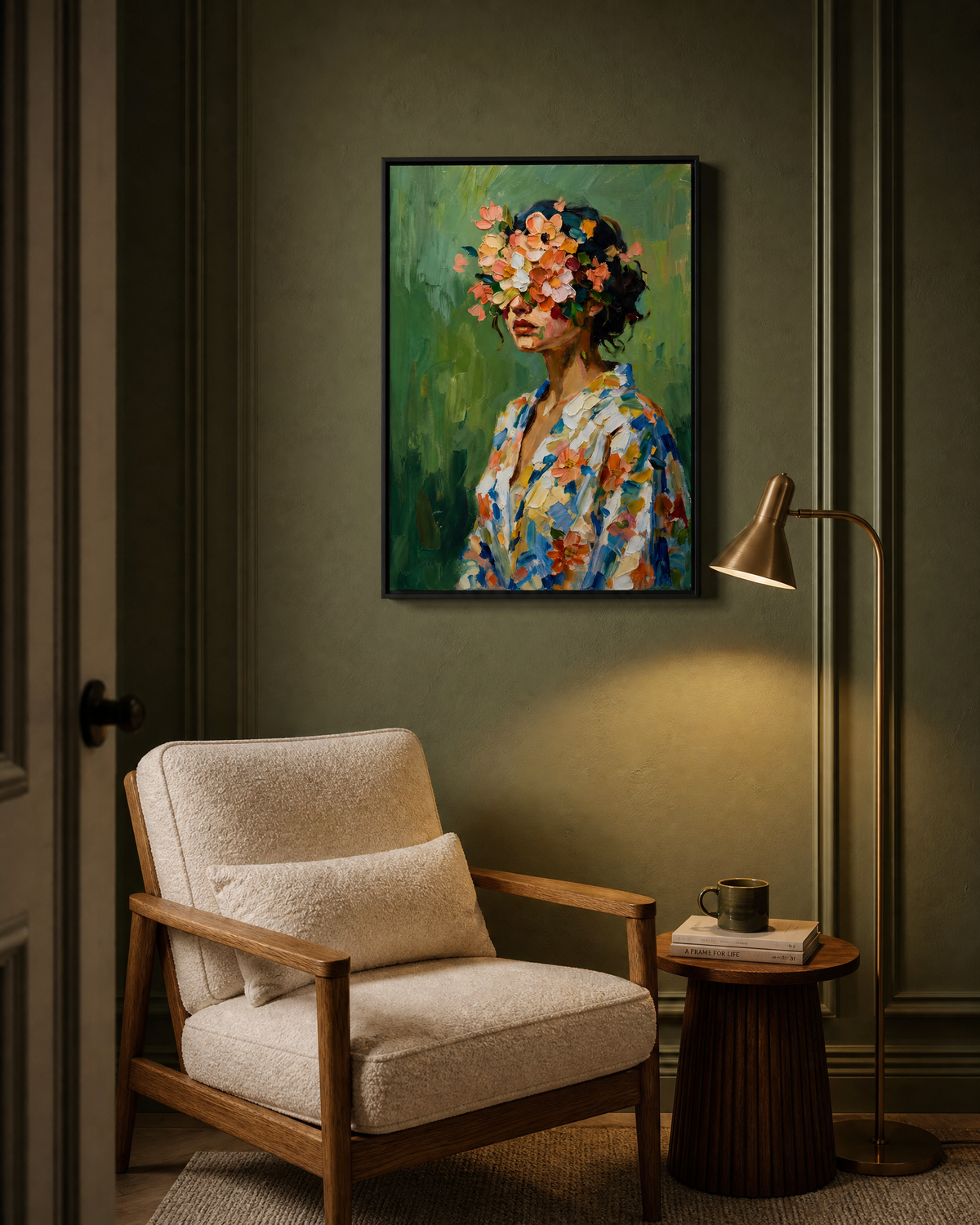 Woman with Blossoms Before Green