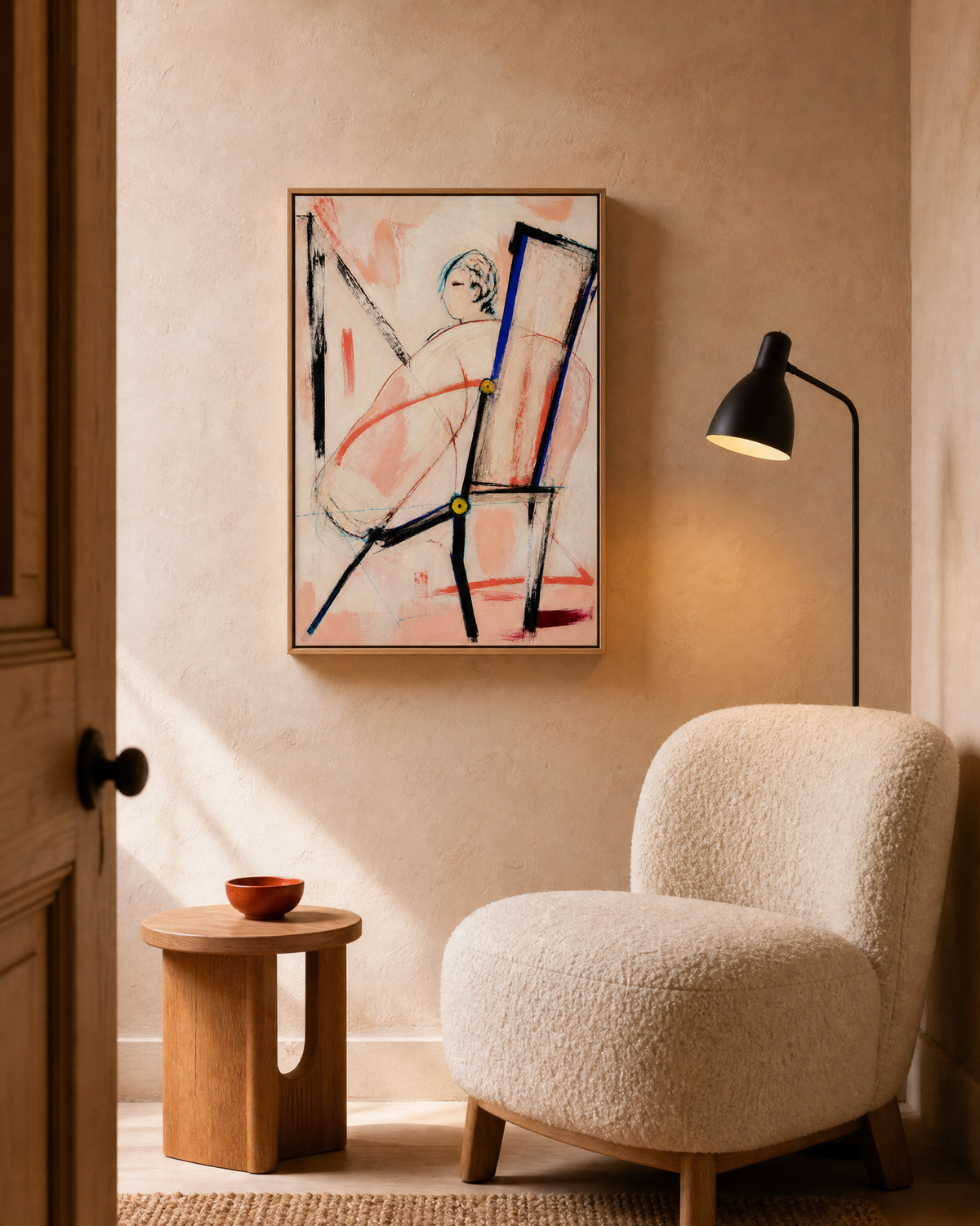 Seated Figure with Chair Lines