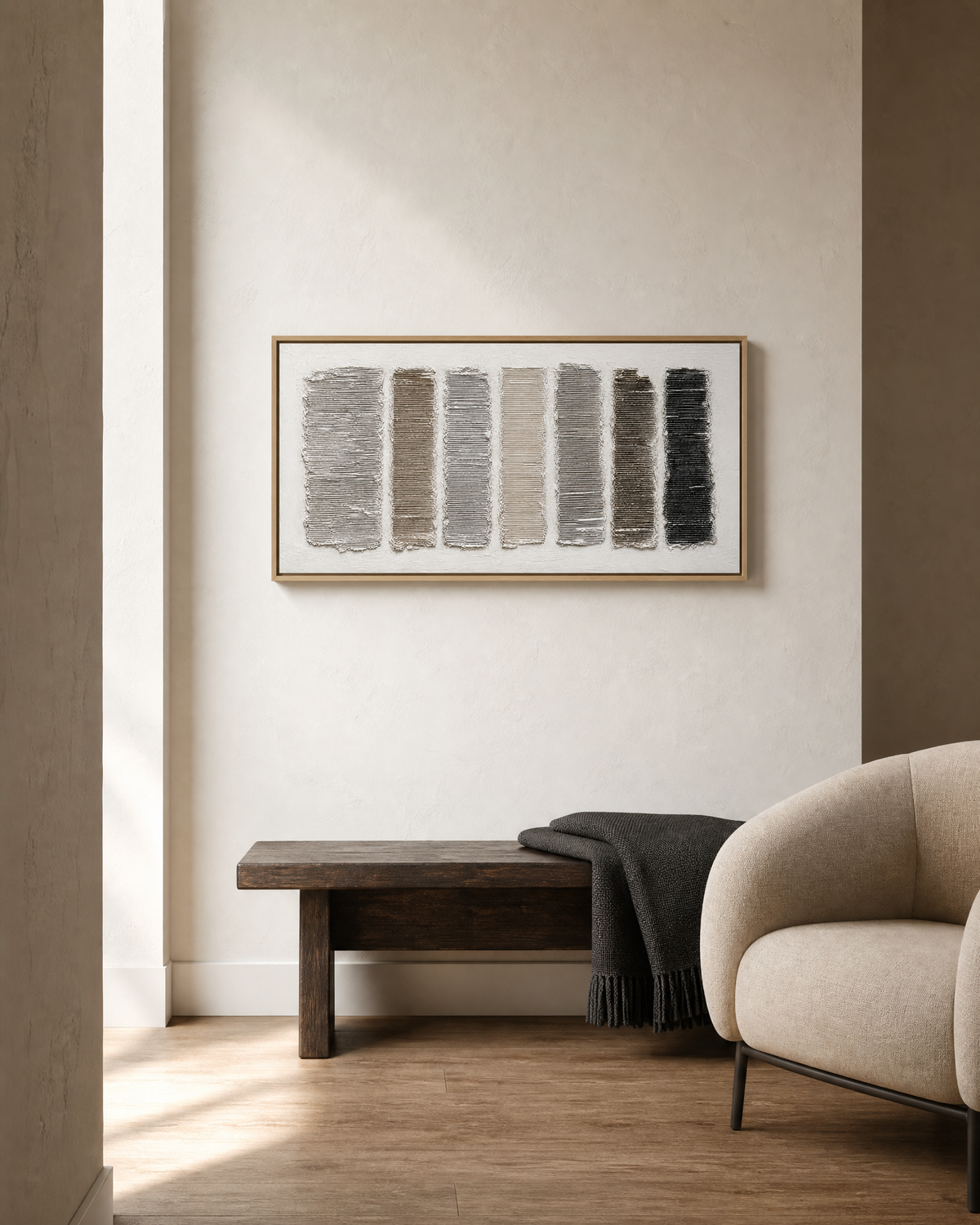 Vertical Striae in Grey and Umber