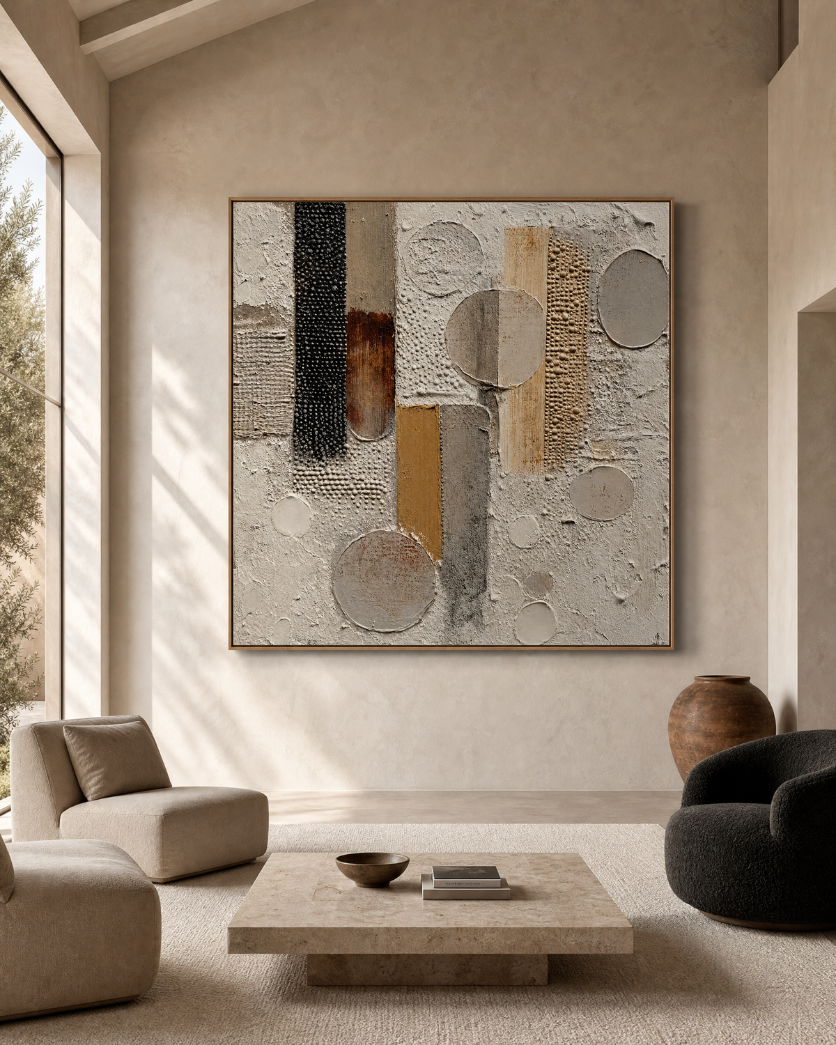 Textured Abstract Columns and Circles