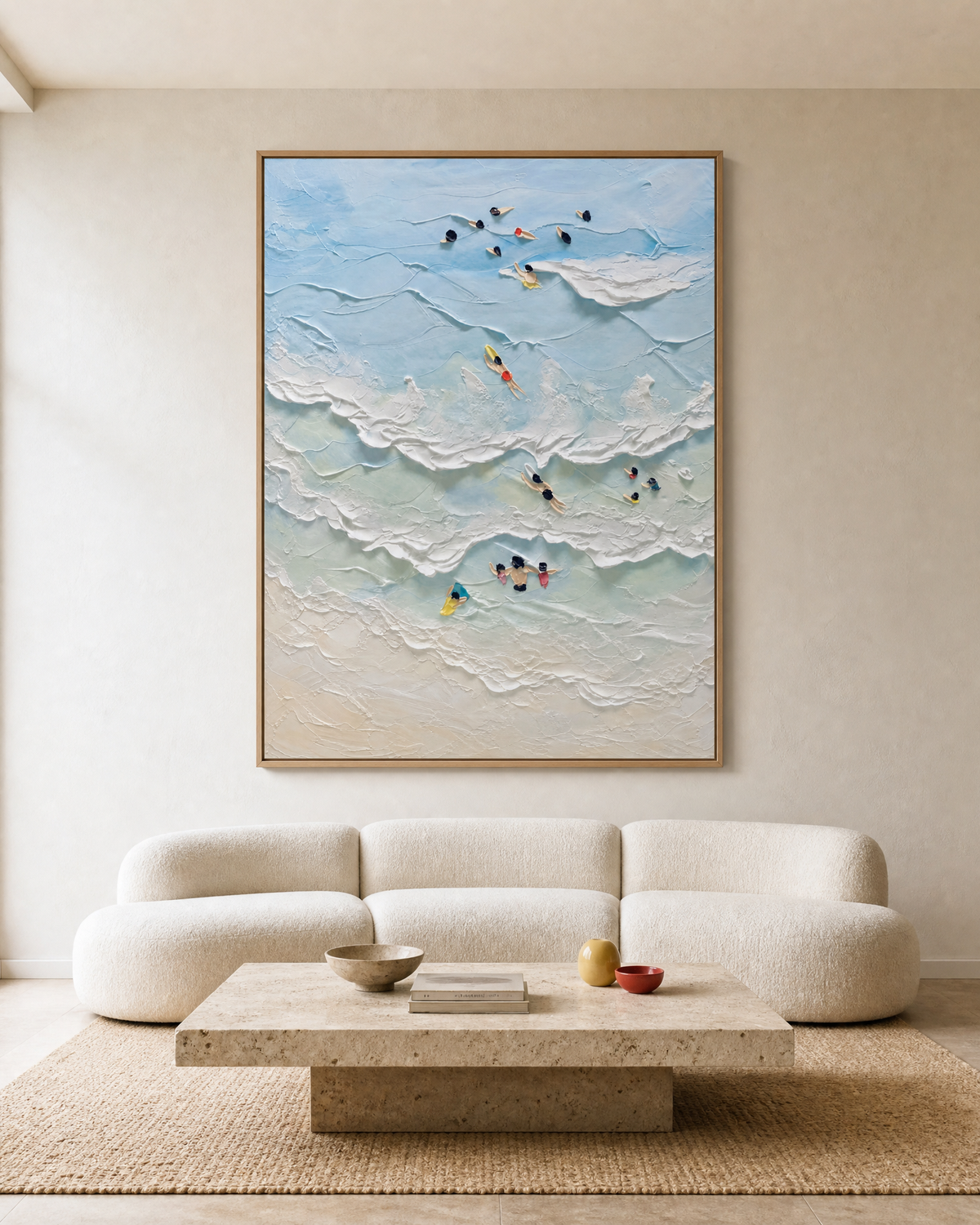 Aerial Bathers in White Surf