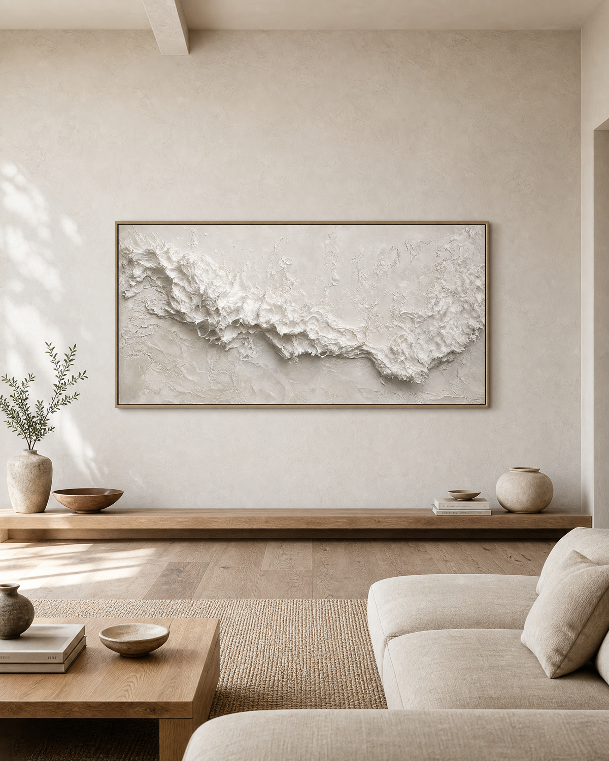 White Textured Wave Abstract