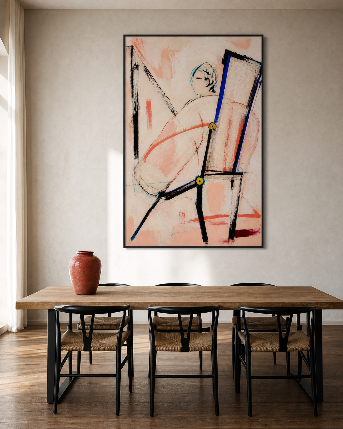 Seated Figure with Chair Lines