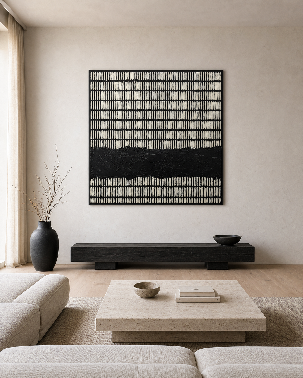 White Dash Field with Black Band