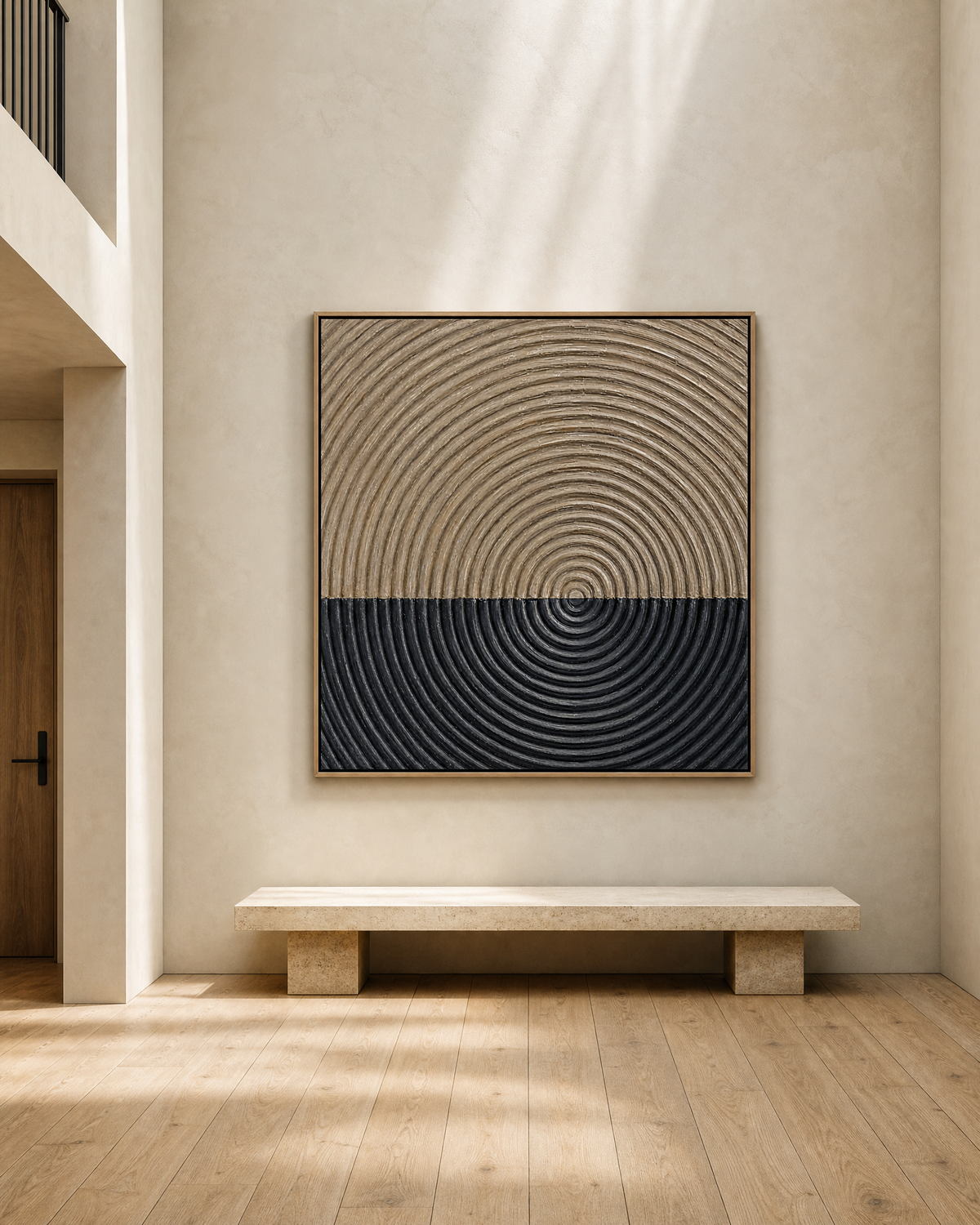 Concentric Split — Neutral and Charcoal