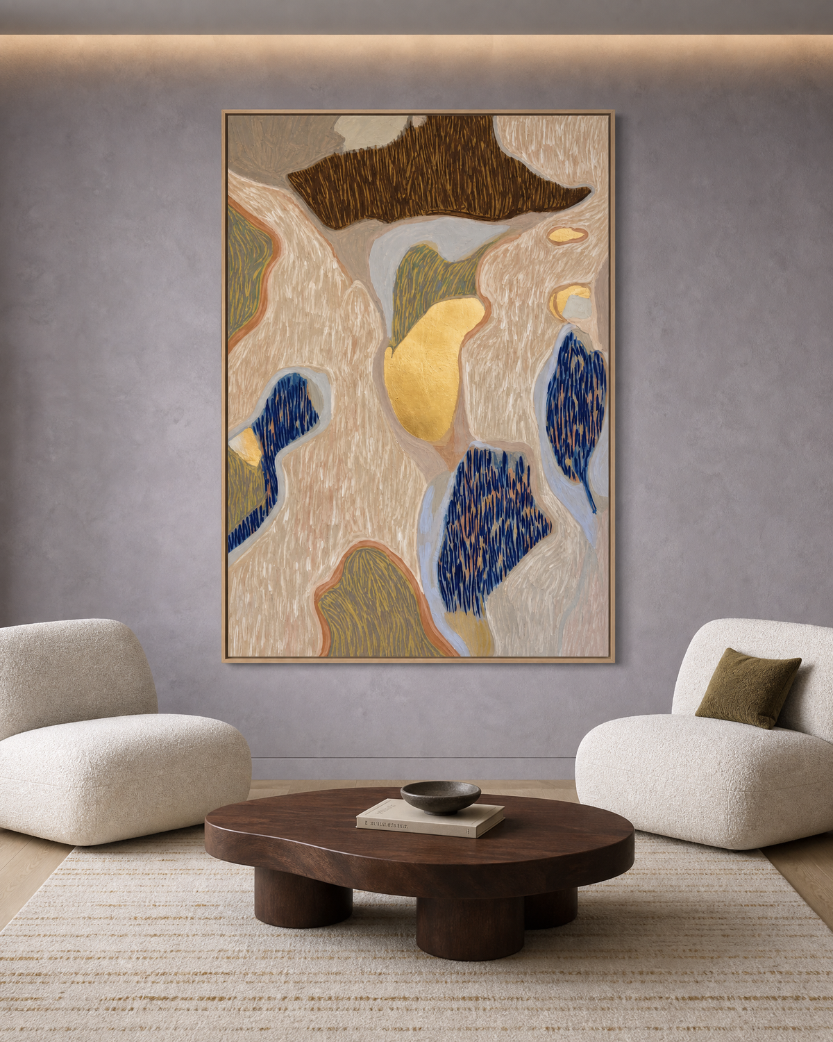 Organic Currents in Ochre and Indigo