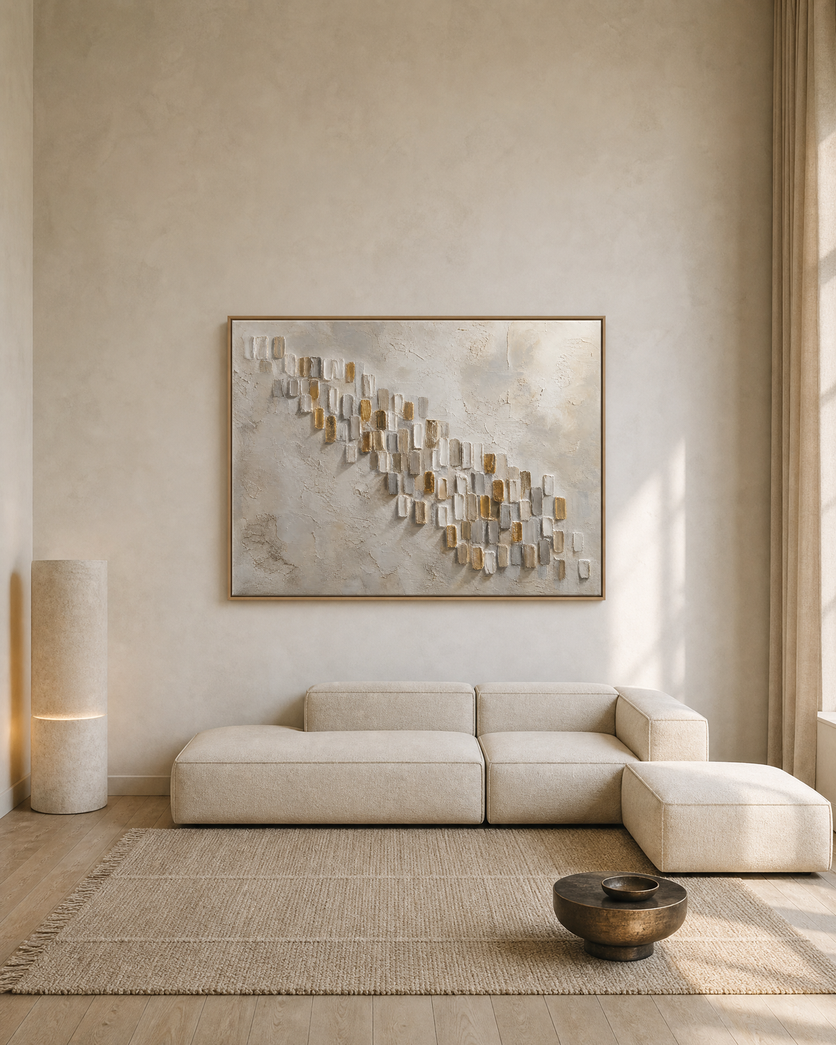Fragmented Weave in Ochre and Stone
