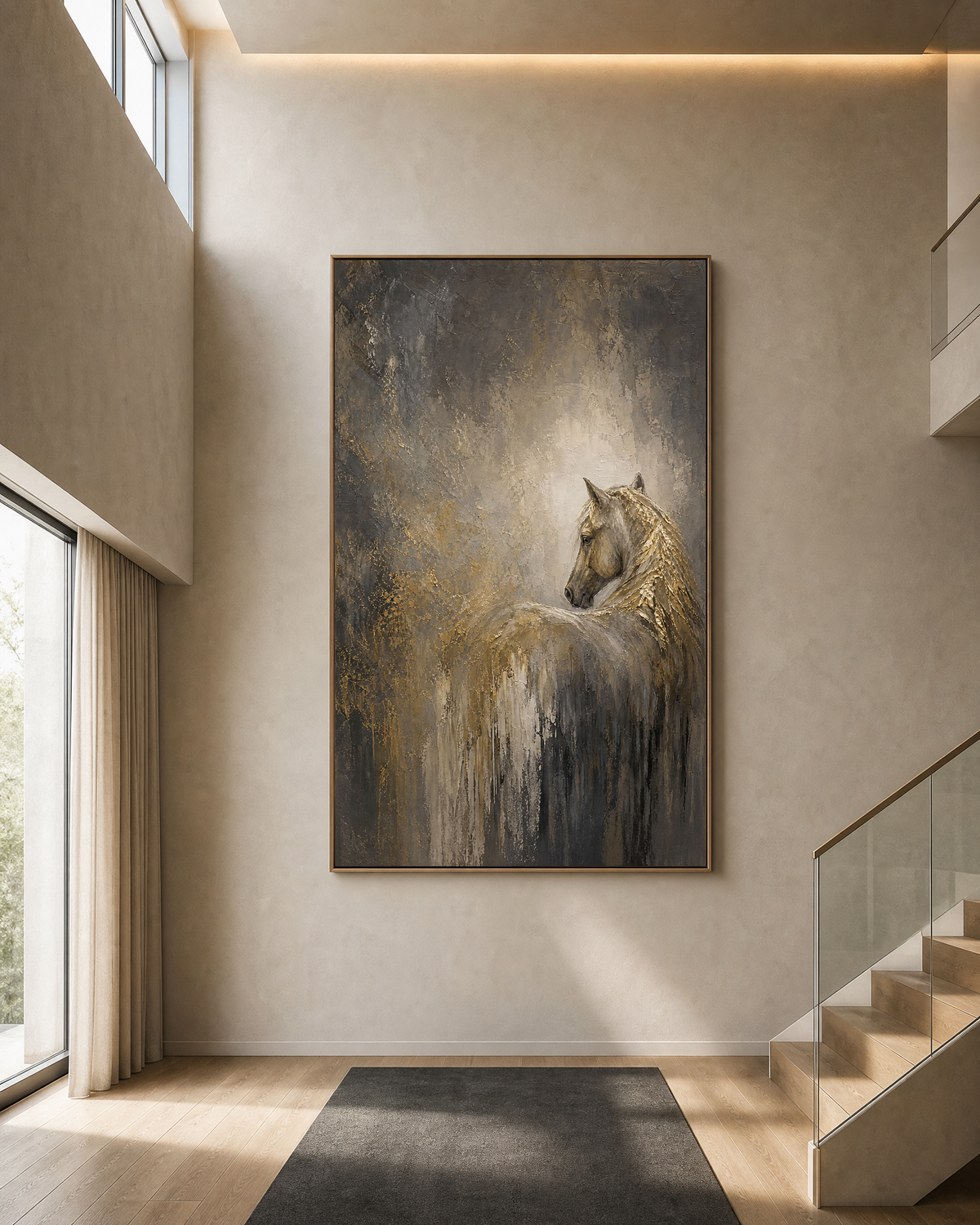 Gilded Horse: Golden Cavalier in Mist