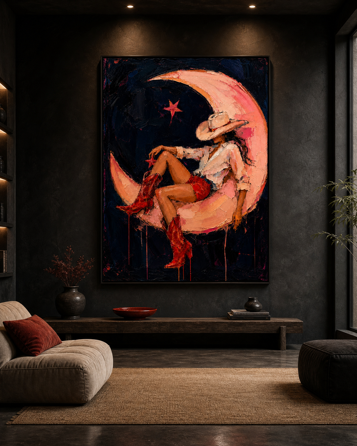 Cowgirl Reclining on a Crescent Moon