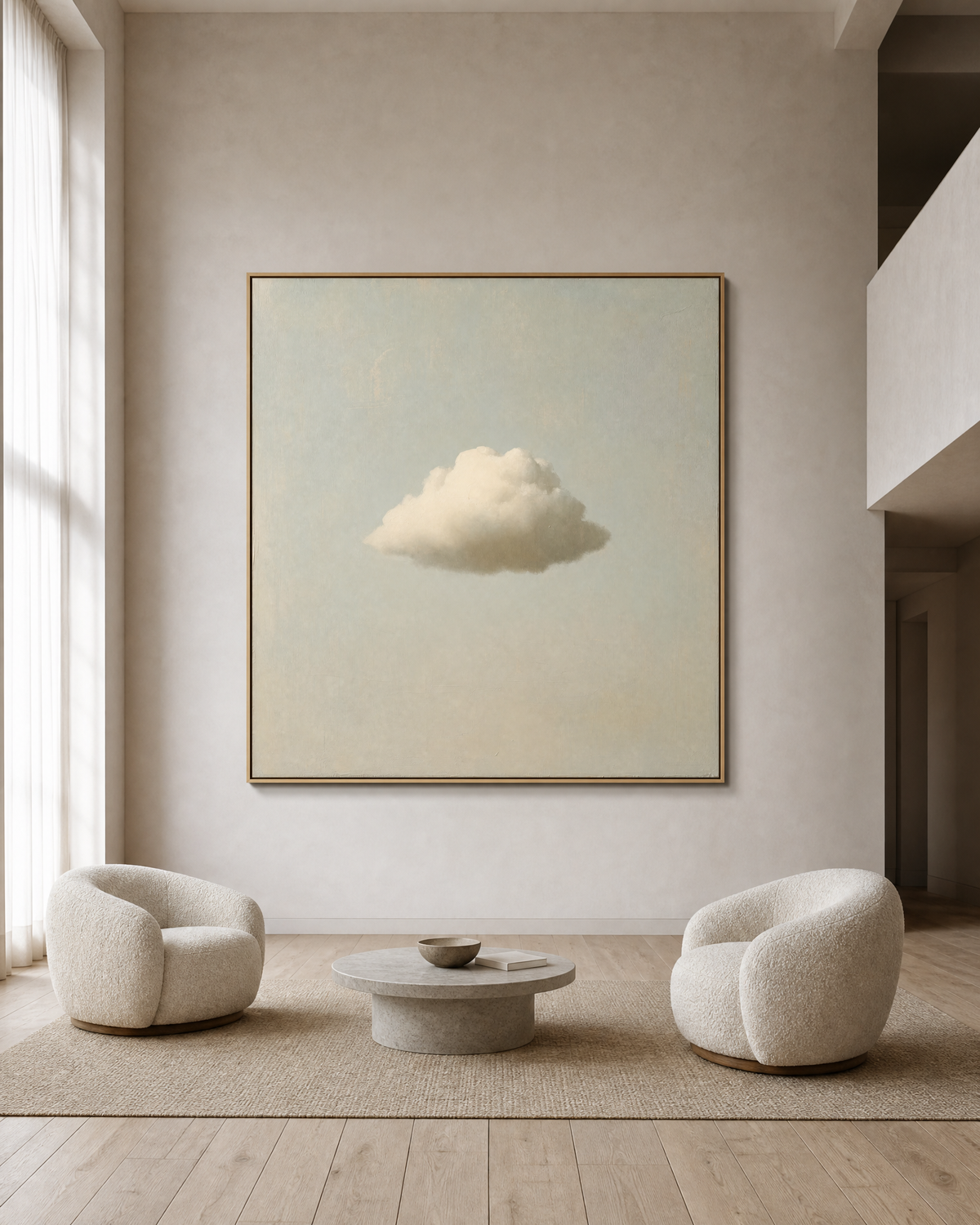 Single Cumulus on Pale Sage Sky