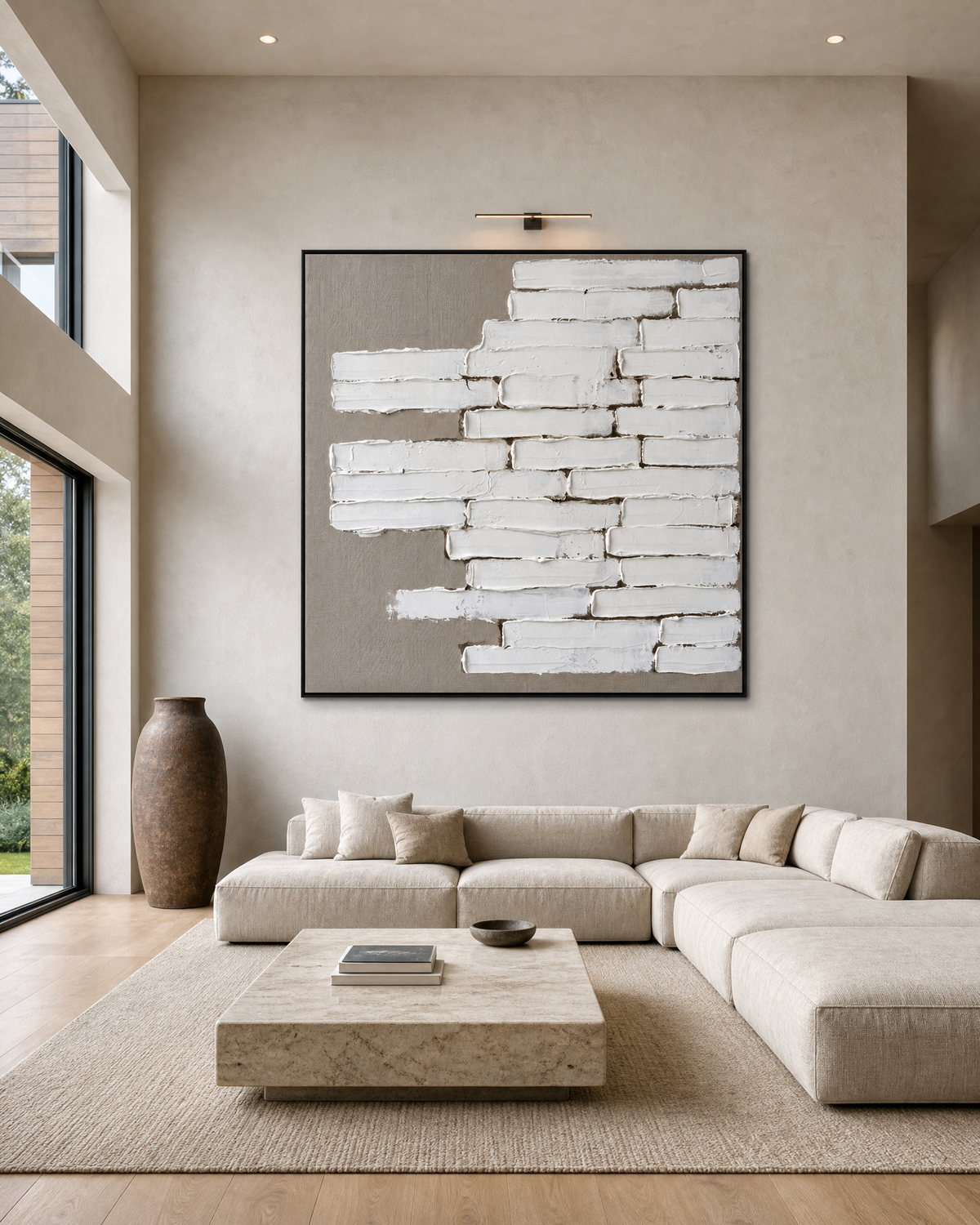 White Impasto Blocks on Greige