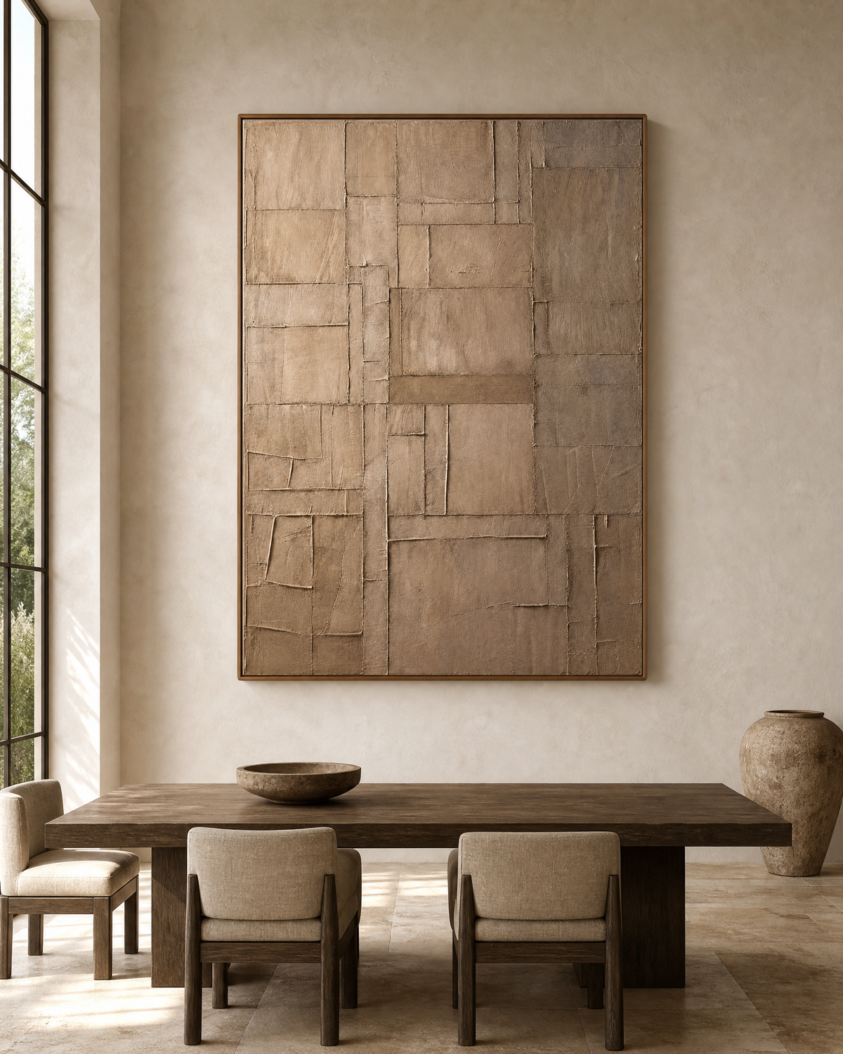 Patchwork Field in Warm Taupe