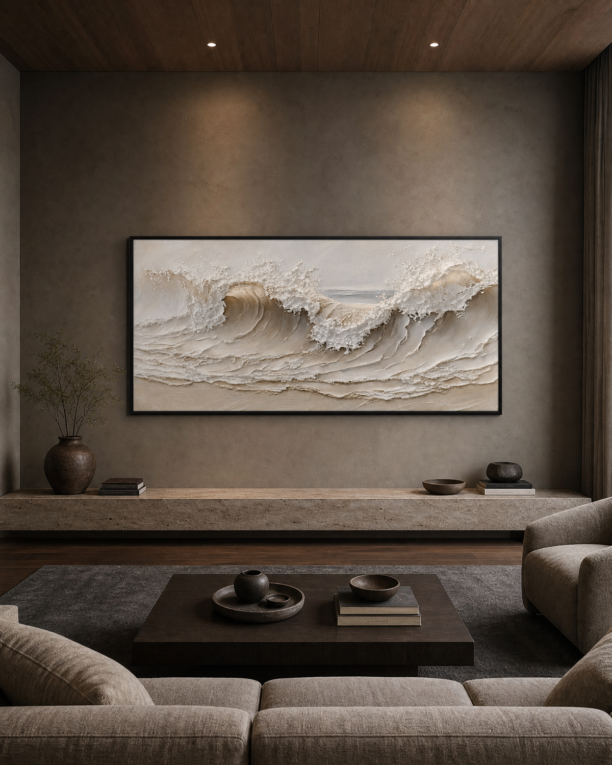 Cresting Waves in Cream and Taupe