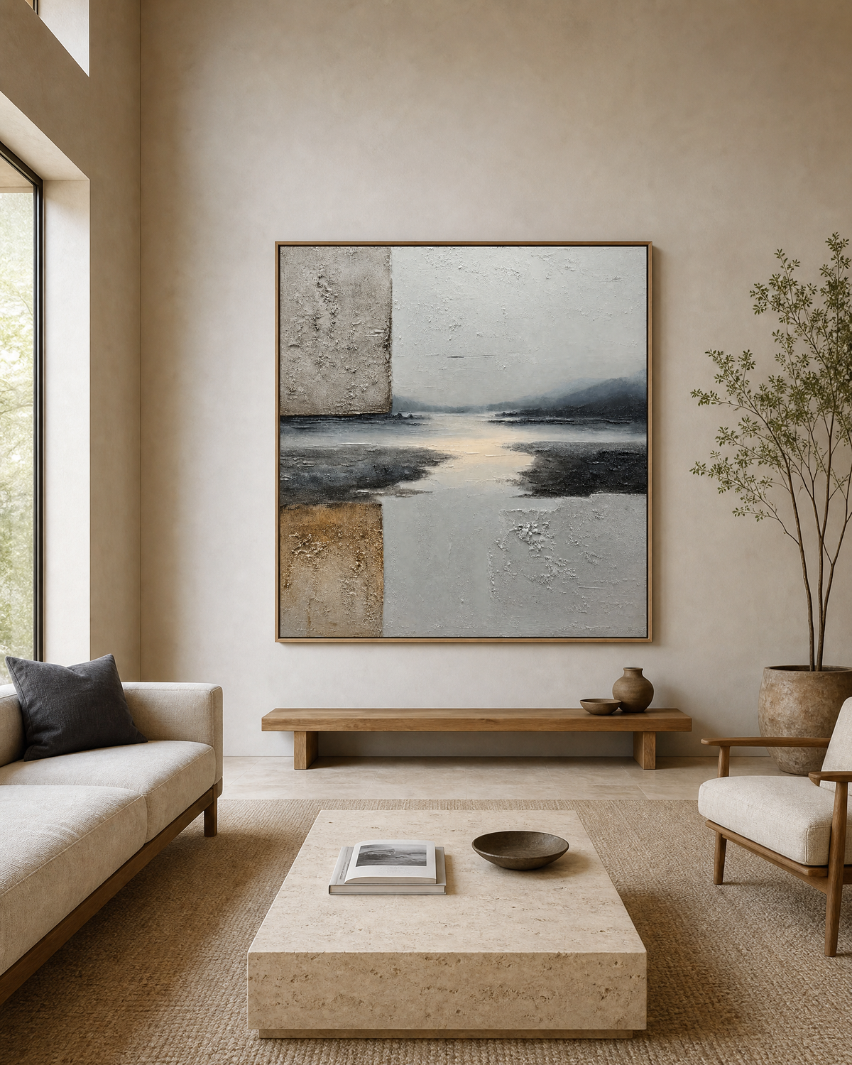 Misty Horizon Minimalist Abstract Landscape