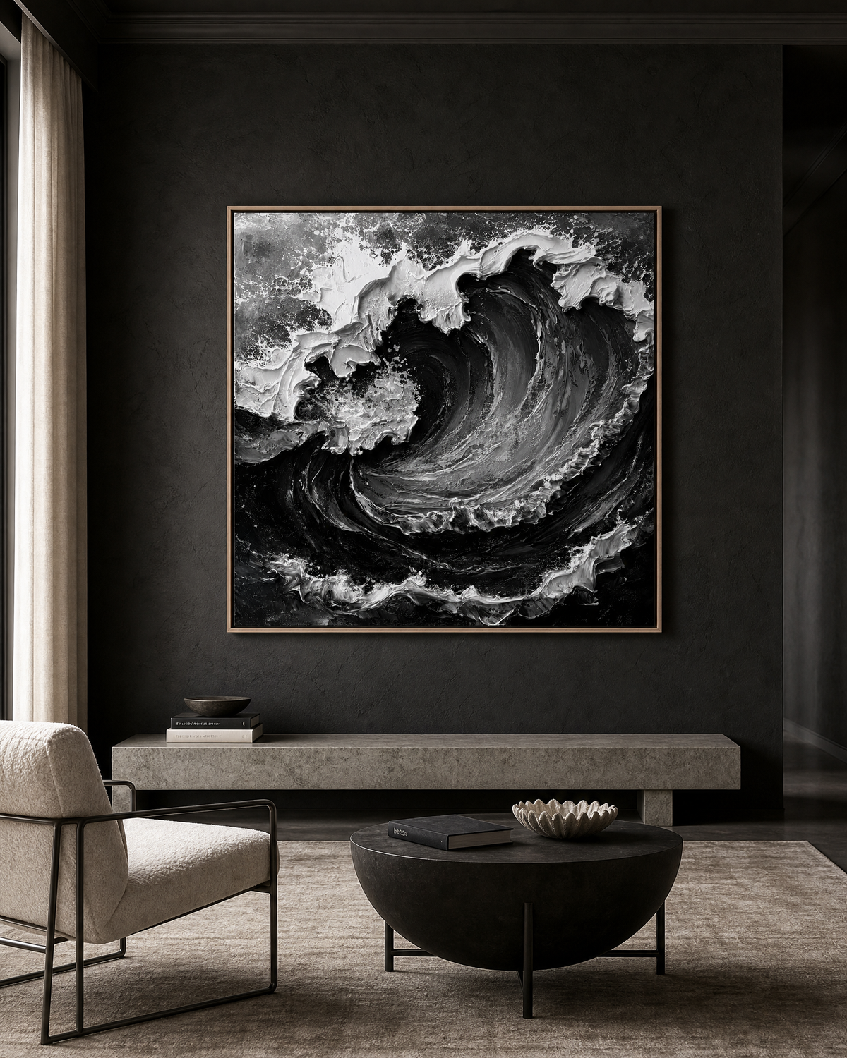 Monochrome Curling Wave