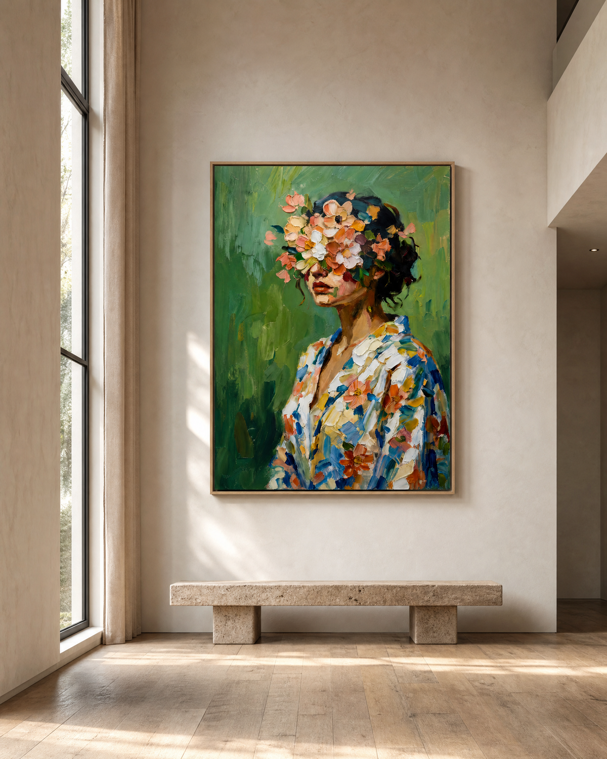 Woman with Blossoms Before Green