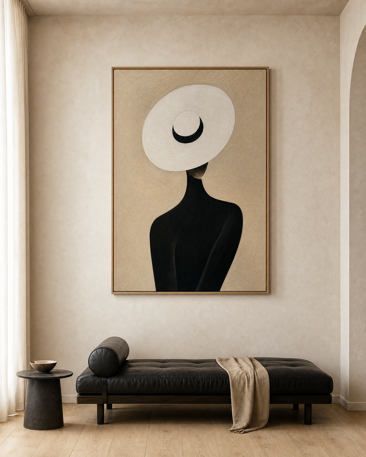 Woman in Wide-Brimmed White Hat