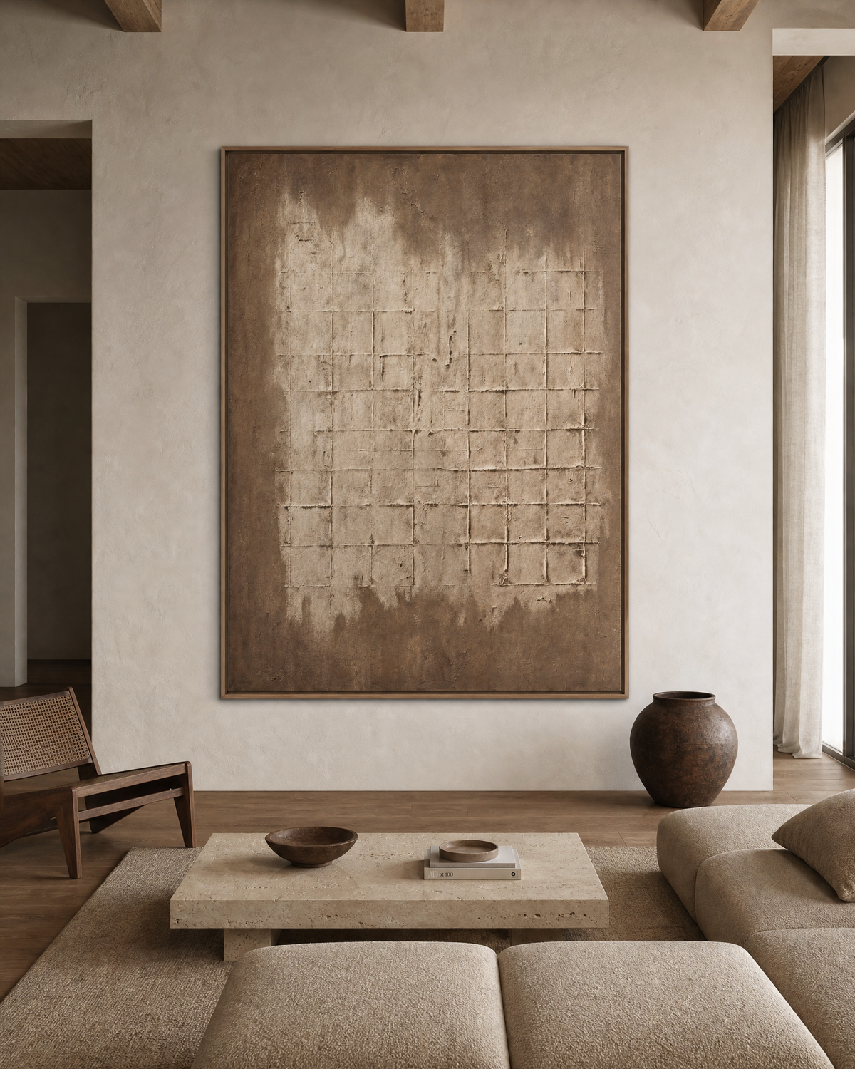 Scribed Field in Warm Taupe