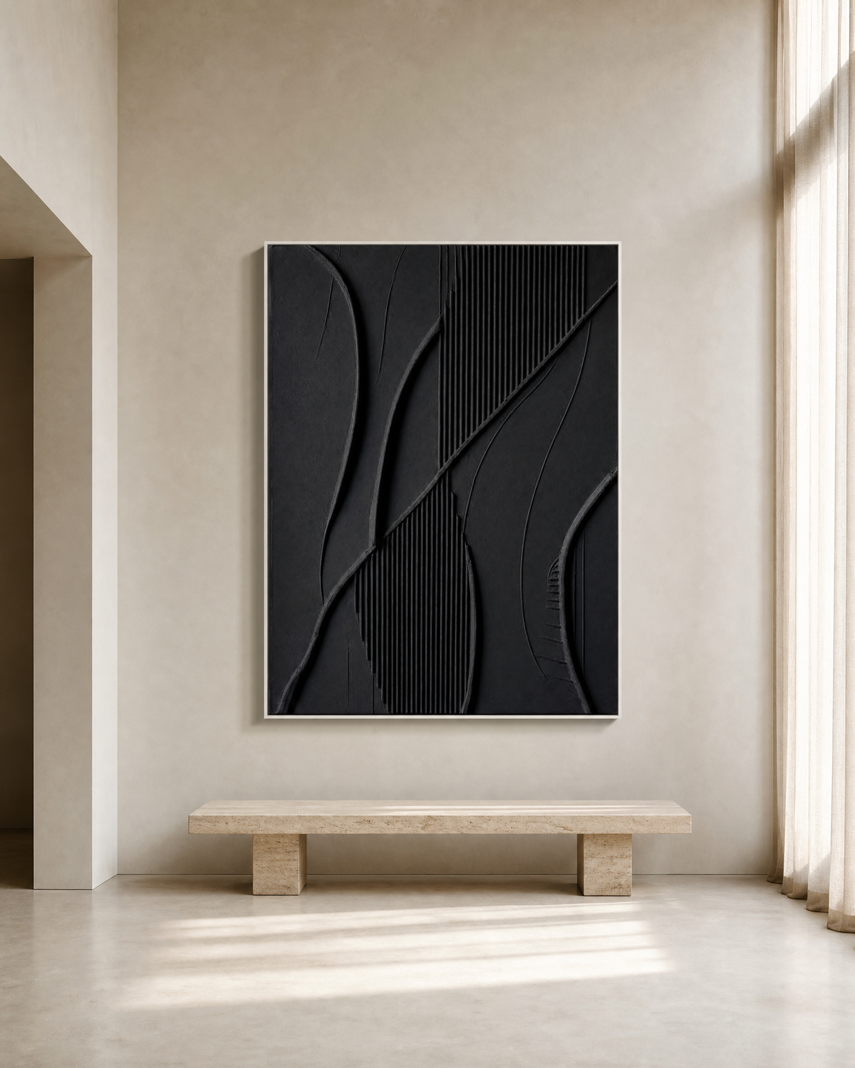 Black Monochrome Relief Lines