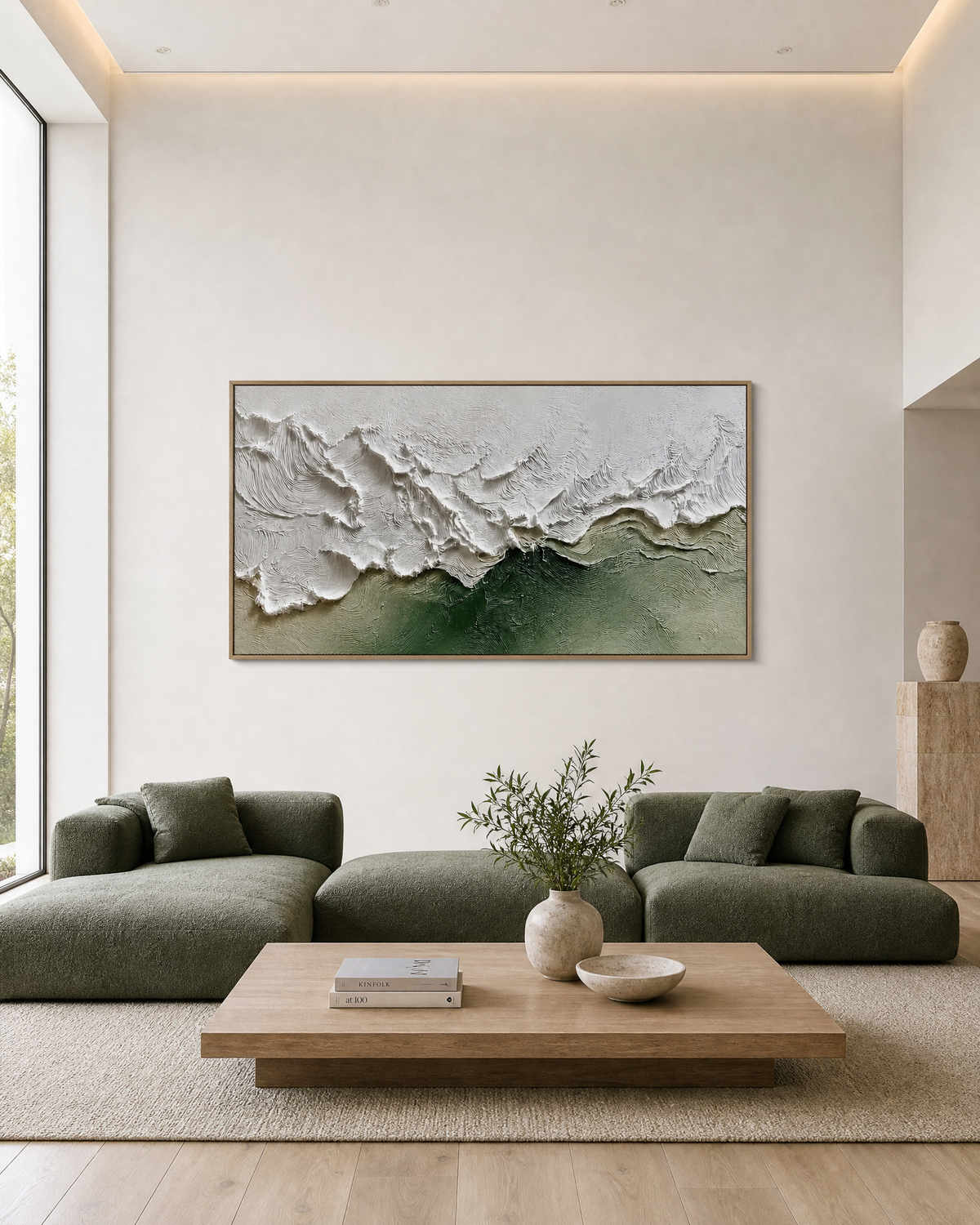 Crested Horizon in White and Sage