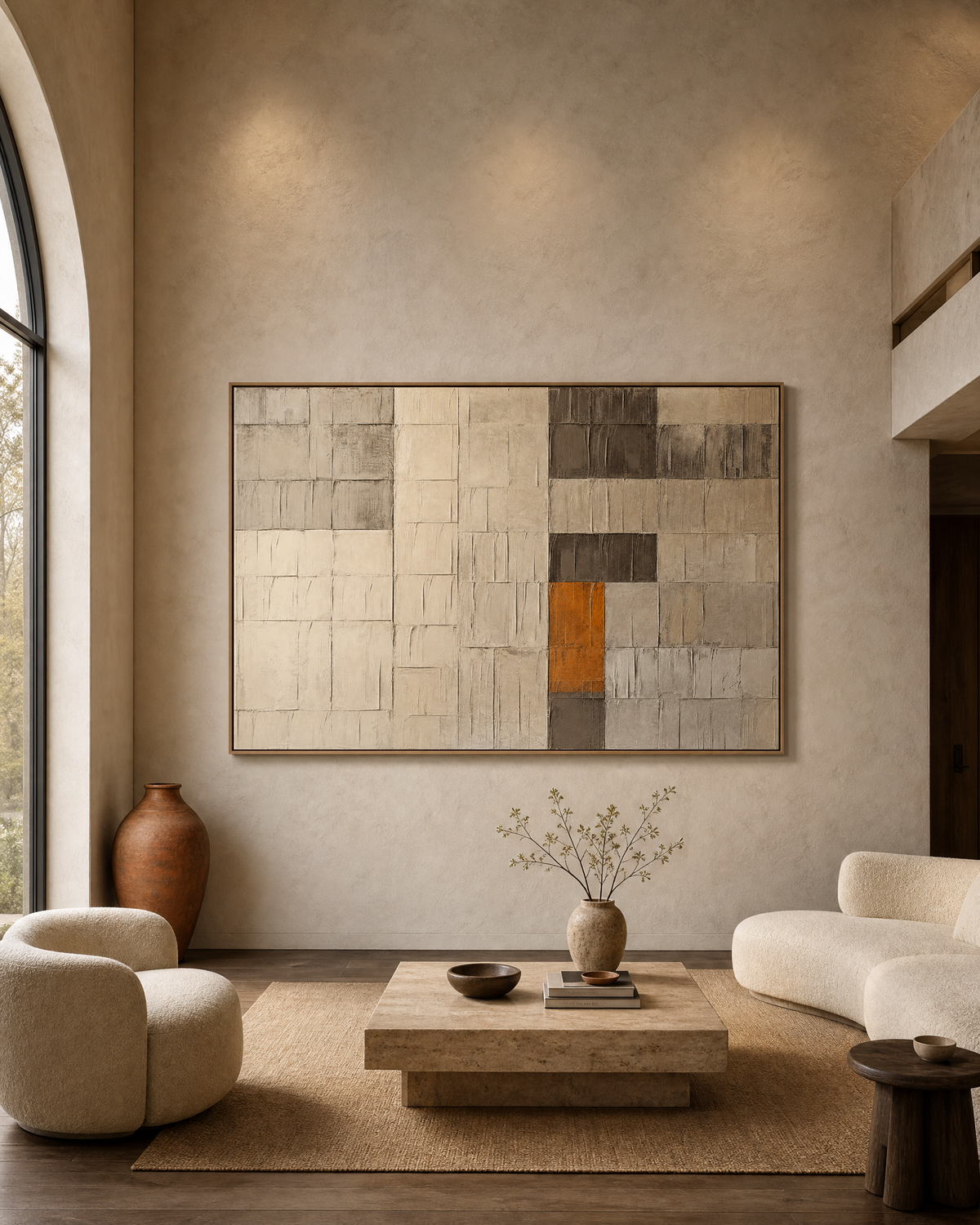 Patchwork Grid in Neutral Ochre
