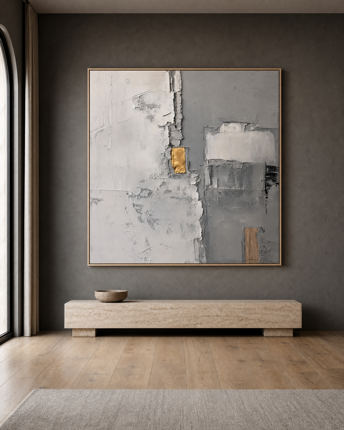 Grey Abstract with Gold Leaf
