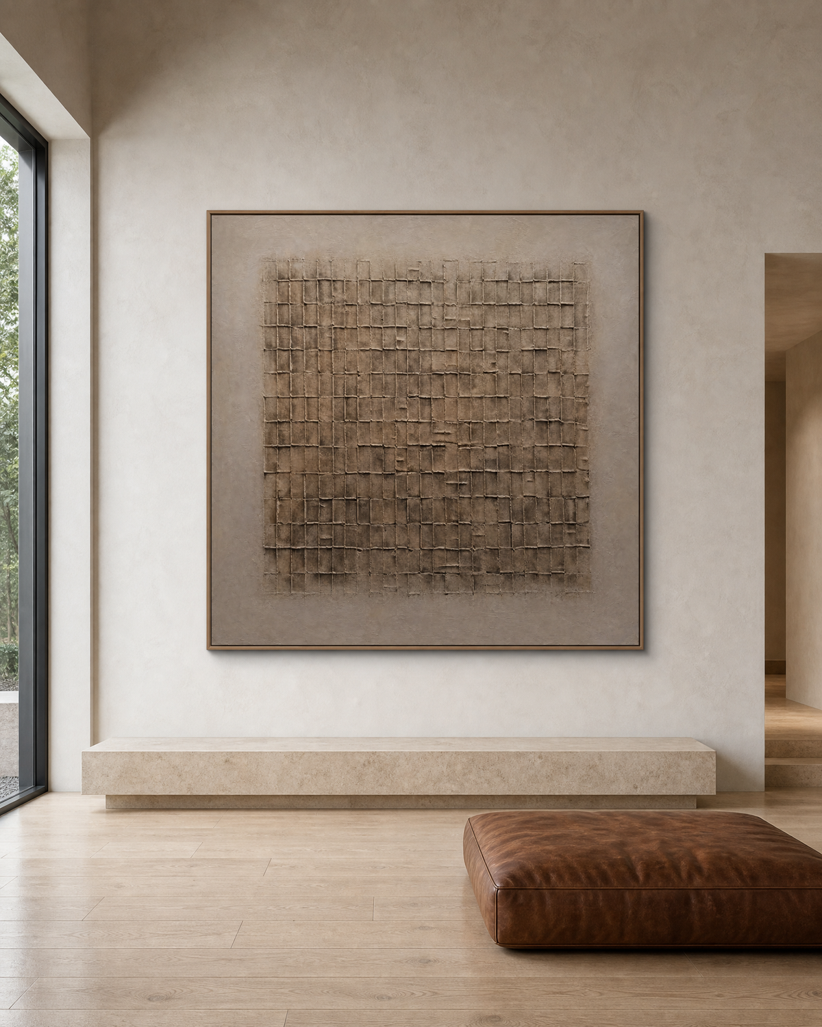 Textured Grid Field in Muted Taupe