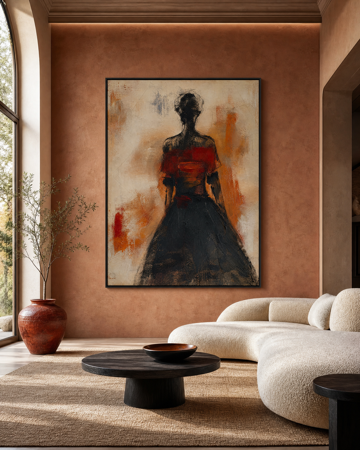 Figure in Crimson and Charcoal