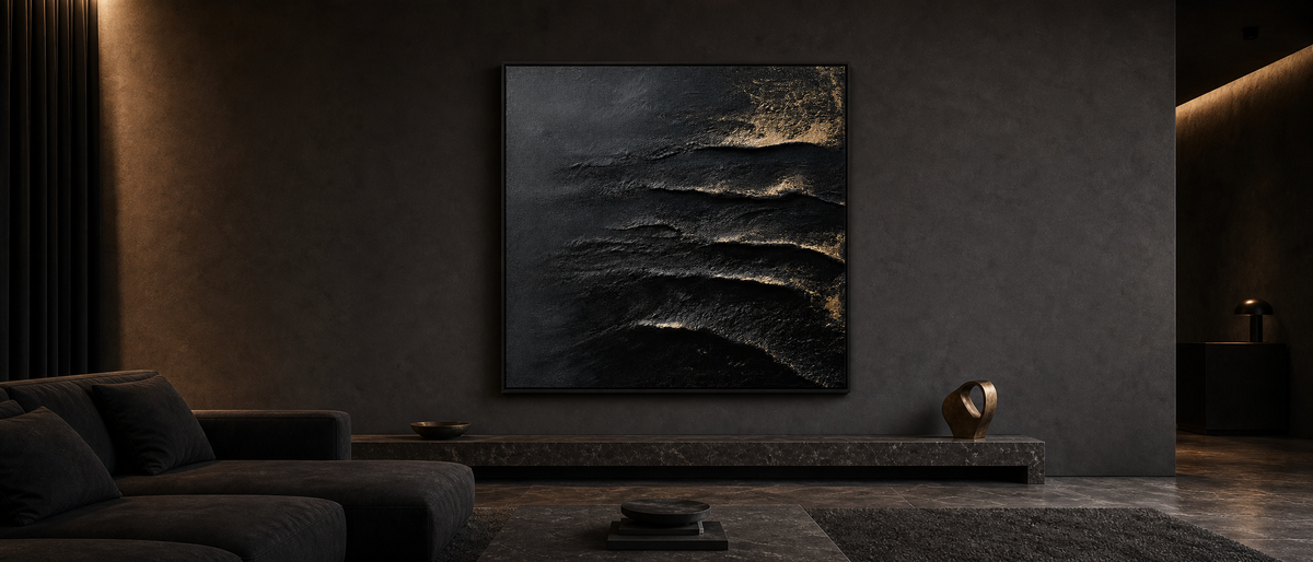 Black Wave Texture with Gold Highlights