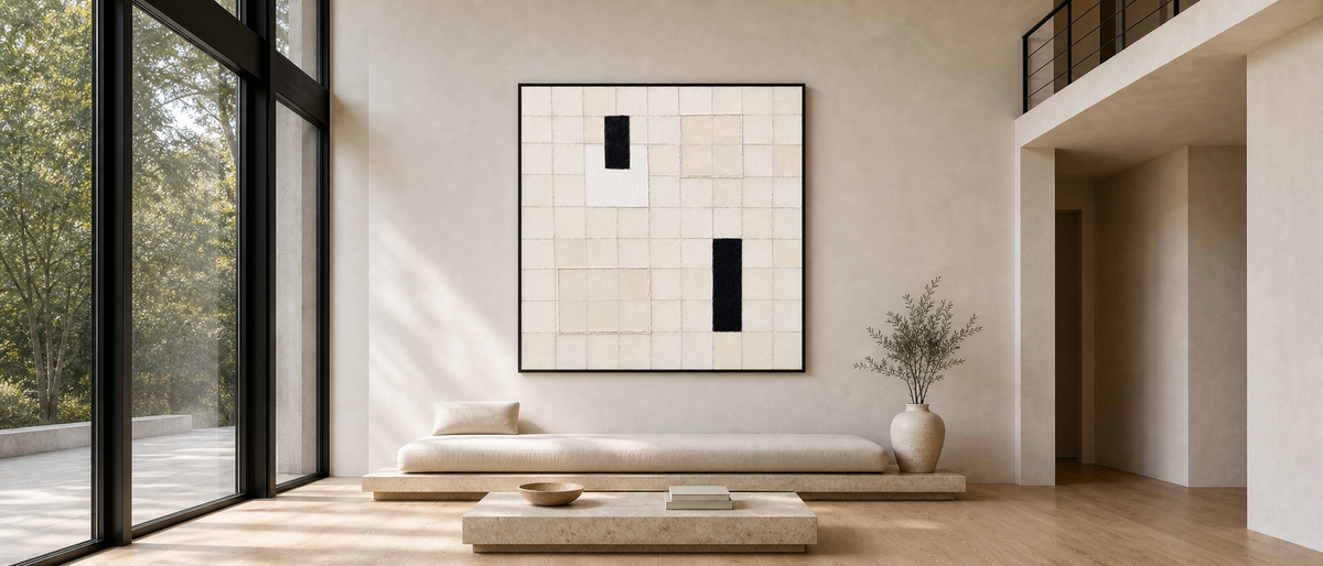 Grid Composition with Two Black Verticals