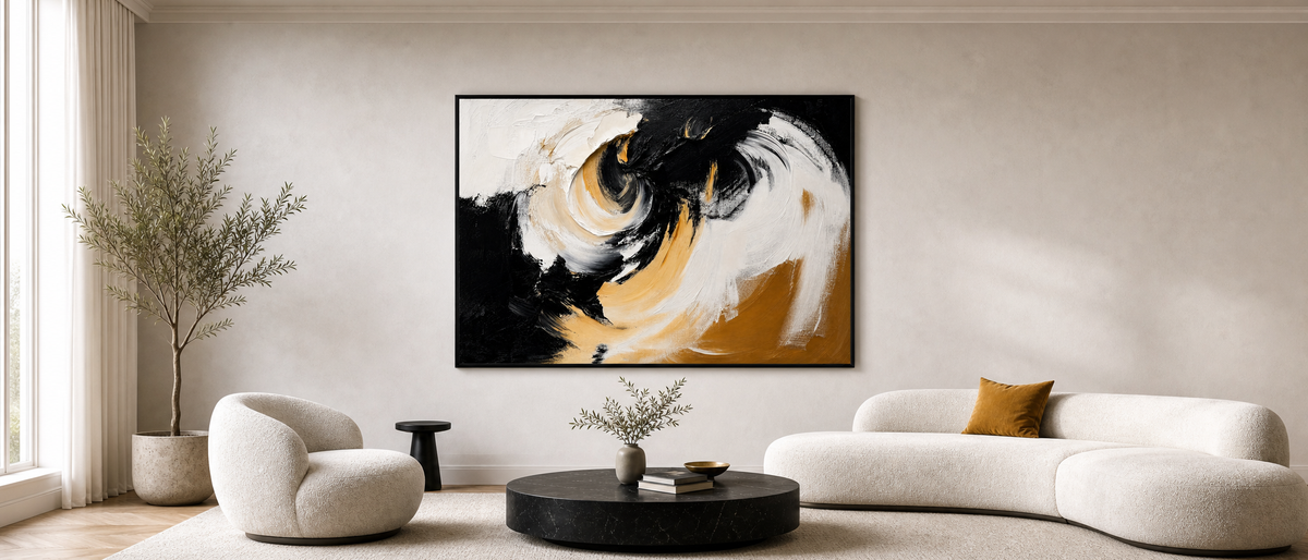 Golden Swirl in Black and Cream