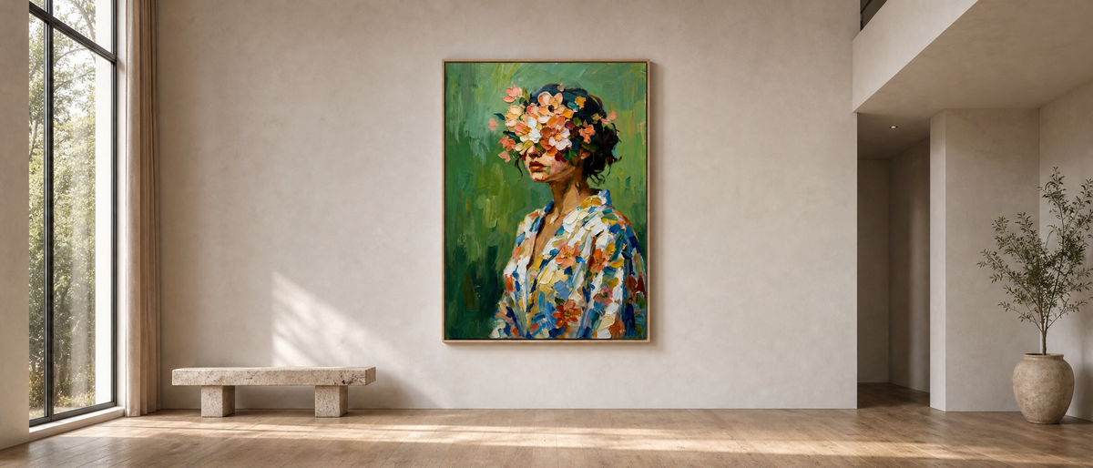 Woman with Blossoms Before Green